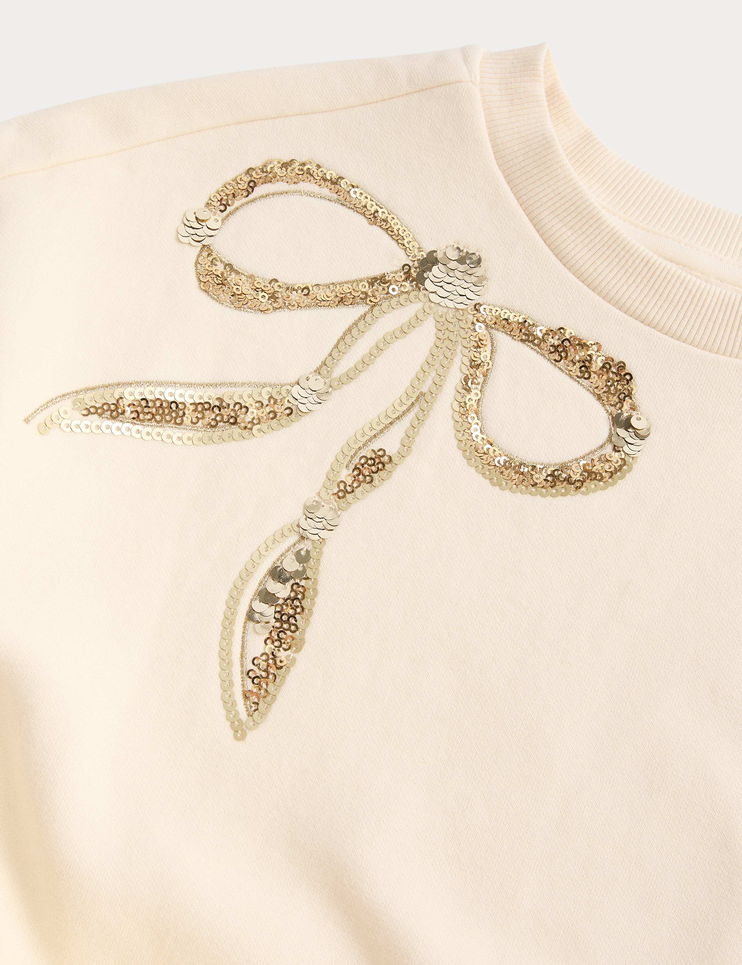 Cotton Rich Sequin Bow Tulle Sweat Dress (2-8 Years) 2 of 3