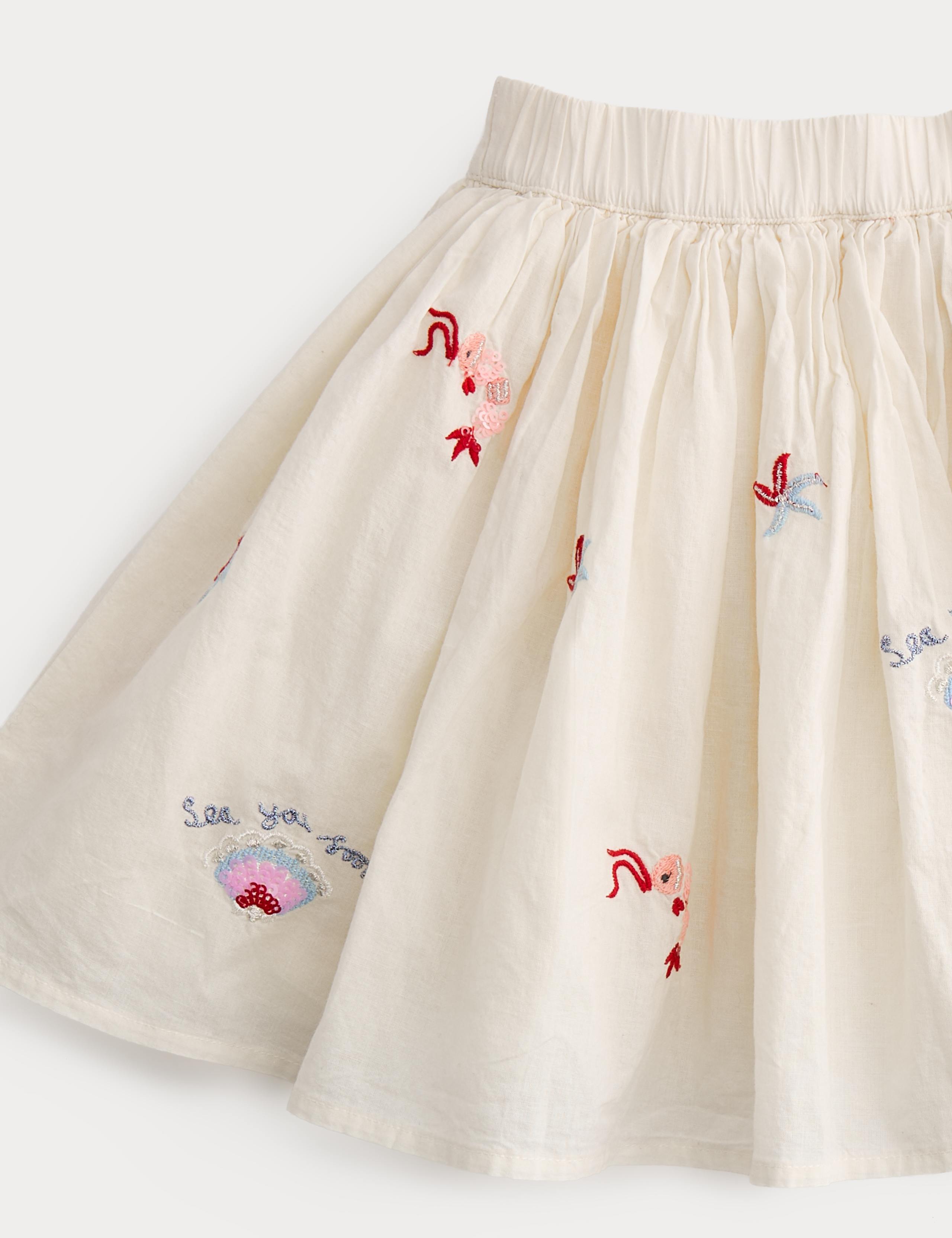 Cotton Rich Embroidered Mini Skirt (2-10 Yrs) 2 of 2