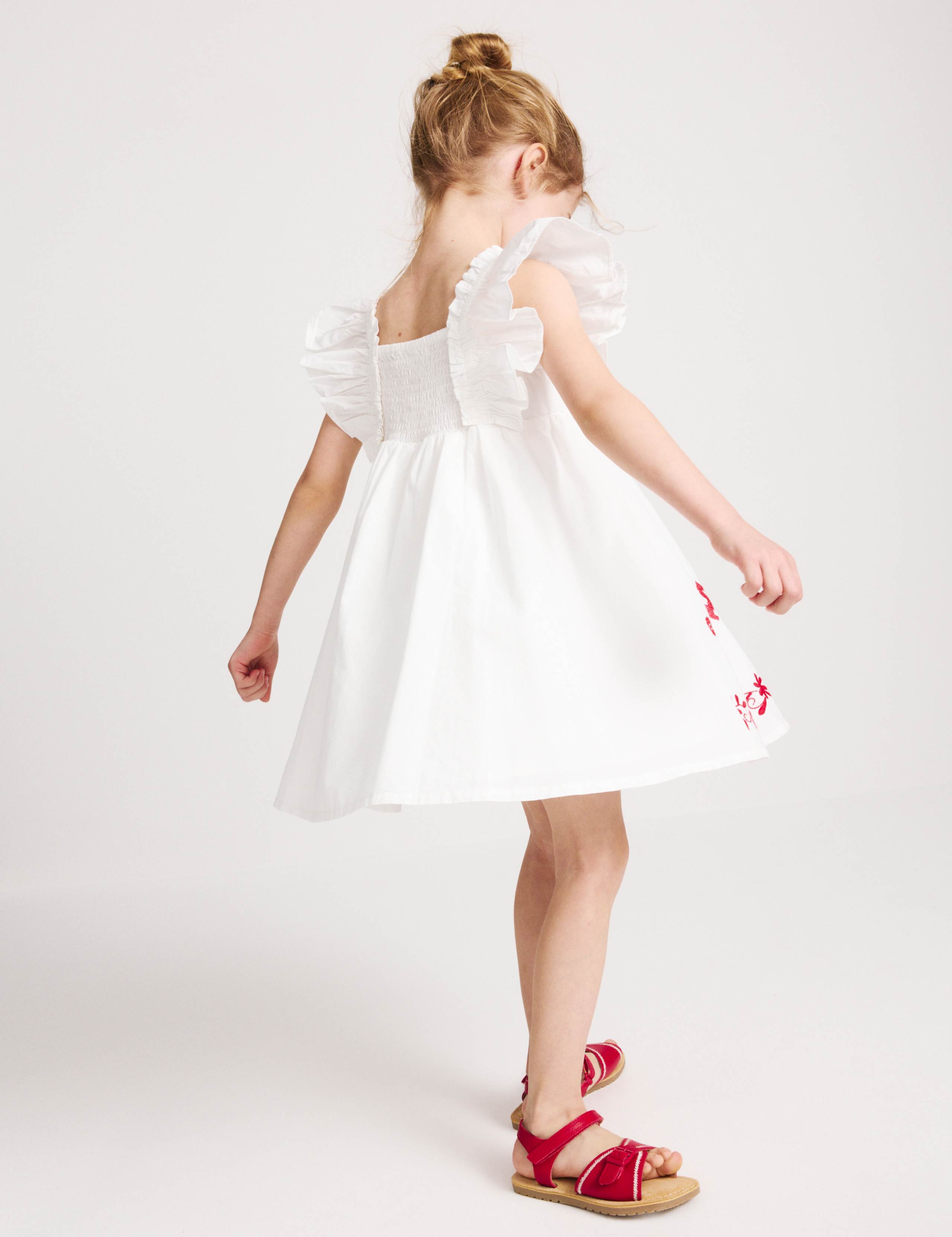 Pure Cotton Embroidered Ruffle Sleeve Dress (2-10 Yrs) 5 of 8