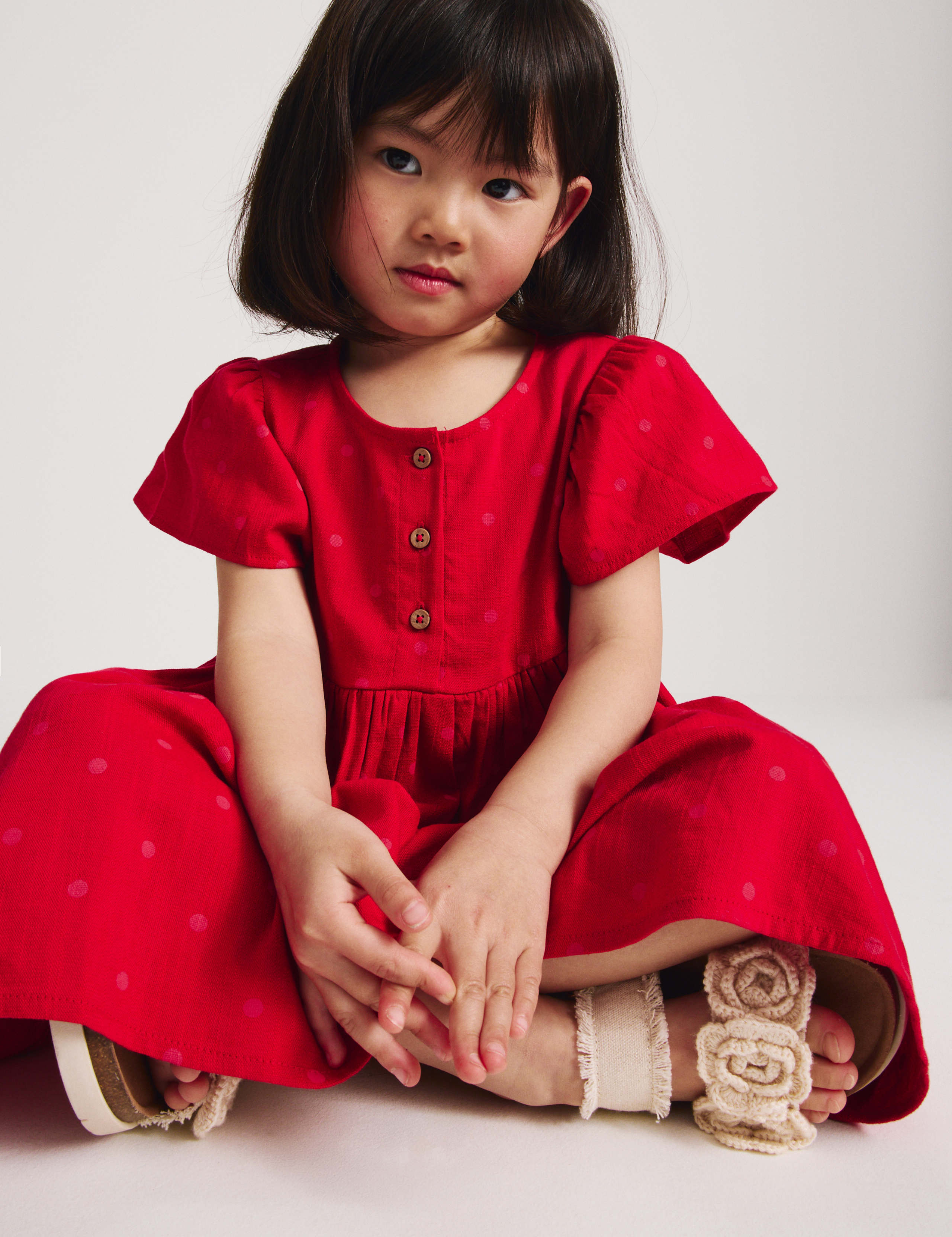 Pure Cotton Polka Dot Dress (2-10 Yrs) 1 of 6