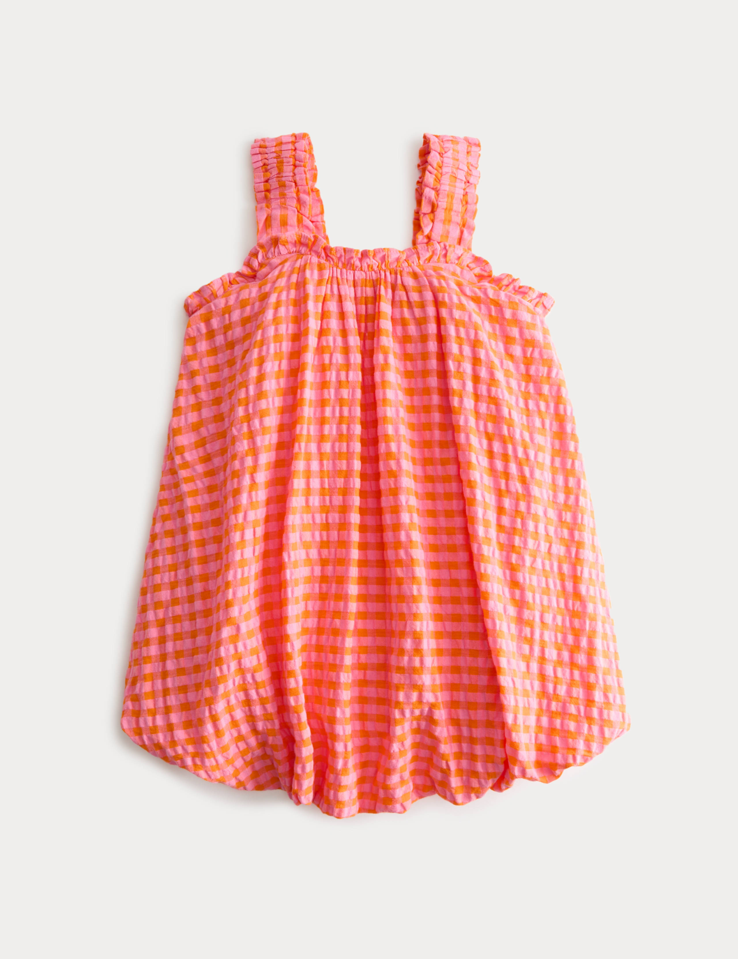Pure Cotton Gingham Puffball Dress (2-10 Years) 1 of 1