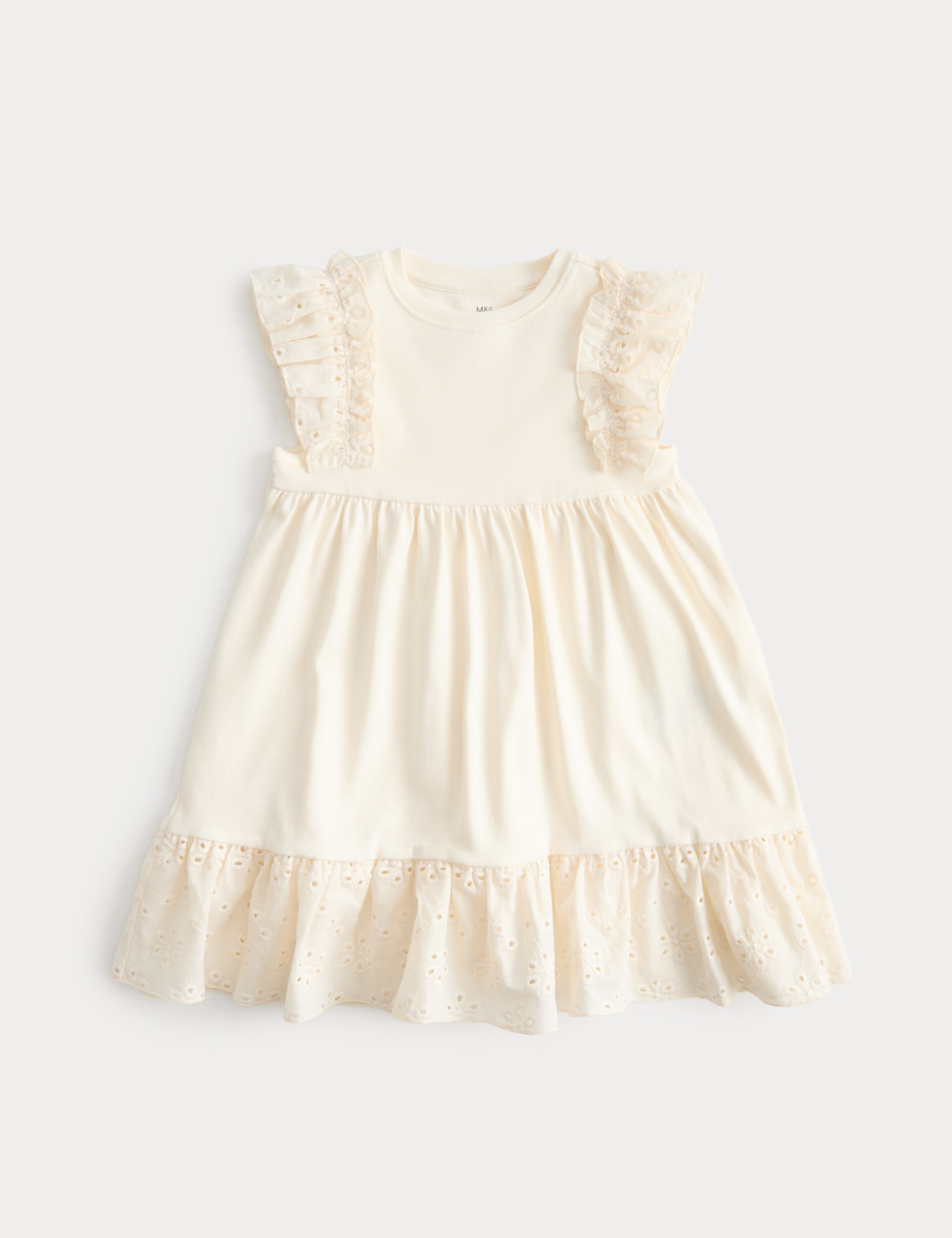 Cotton Rich Broderie Dress (2-8 Years) 1 of 2