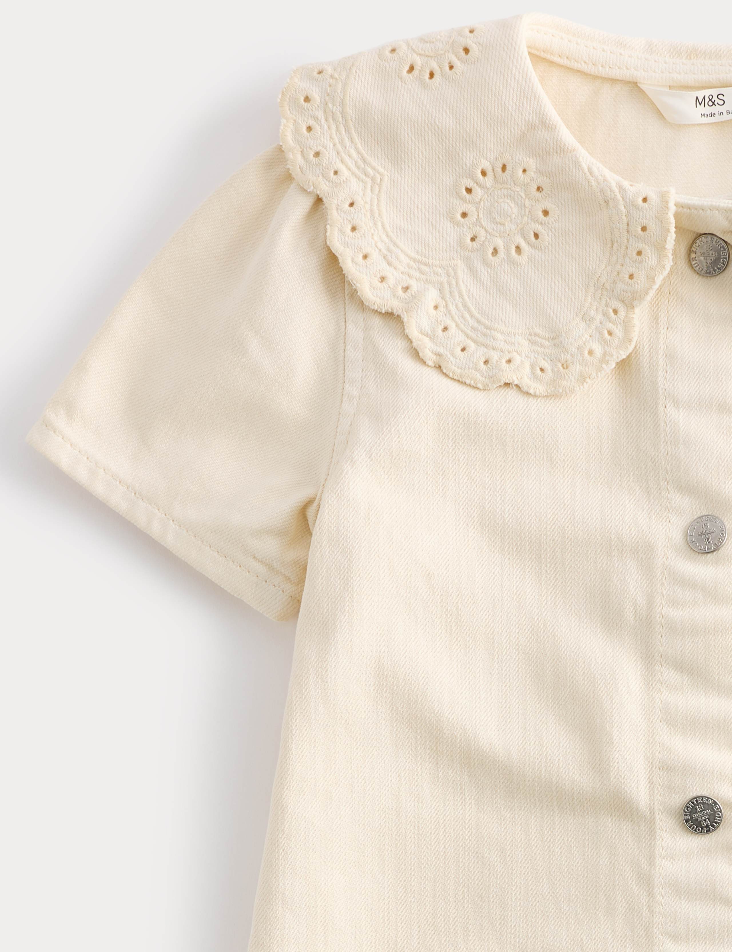 Cotton Rich Broderie Collar Dress (2-10 Yrs) 3 of 3