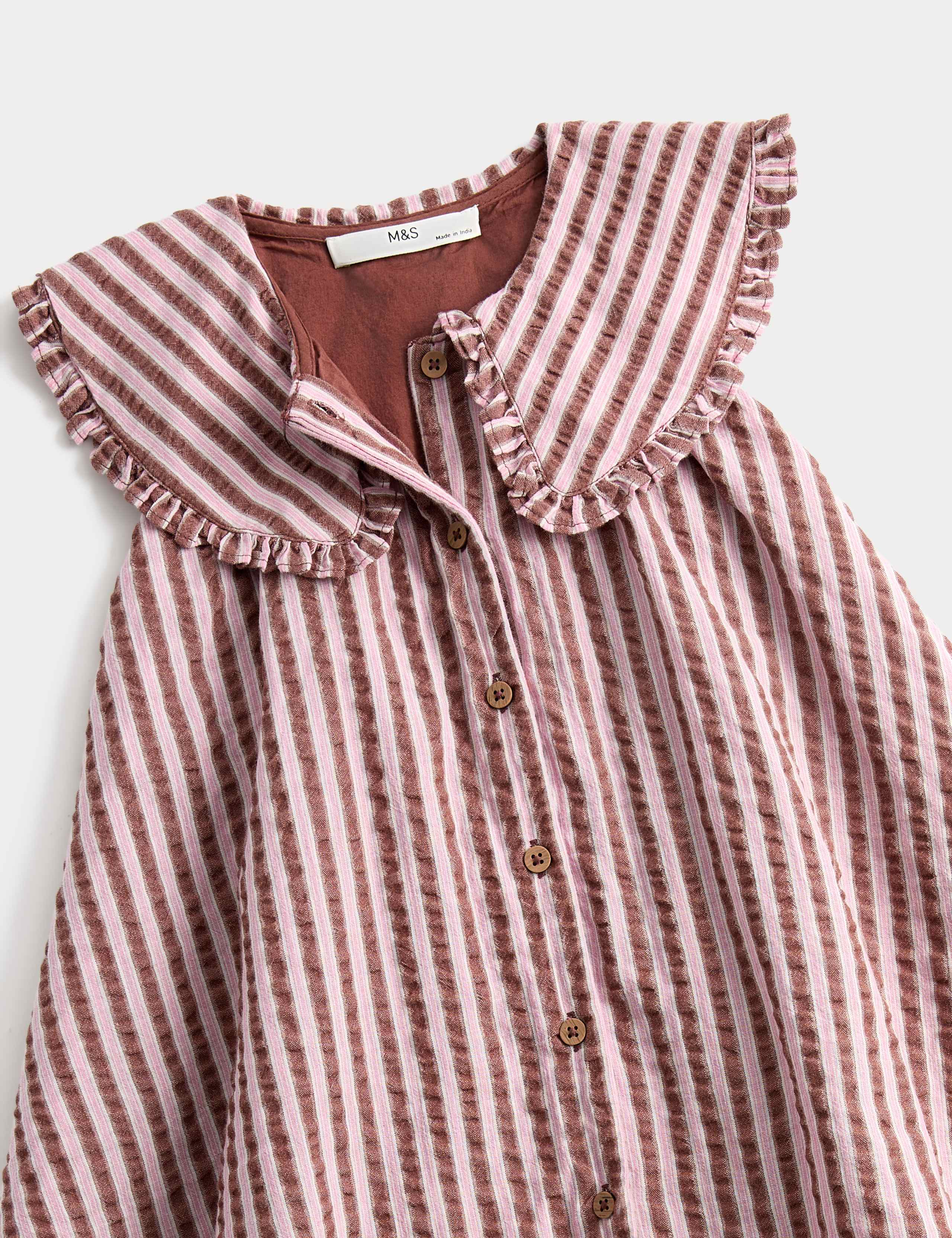 Pure Cotton Stripe Collared Dress (2-8 Yrs) 2 of 2