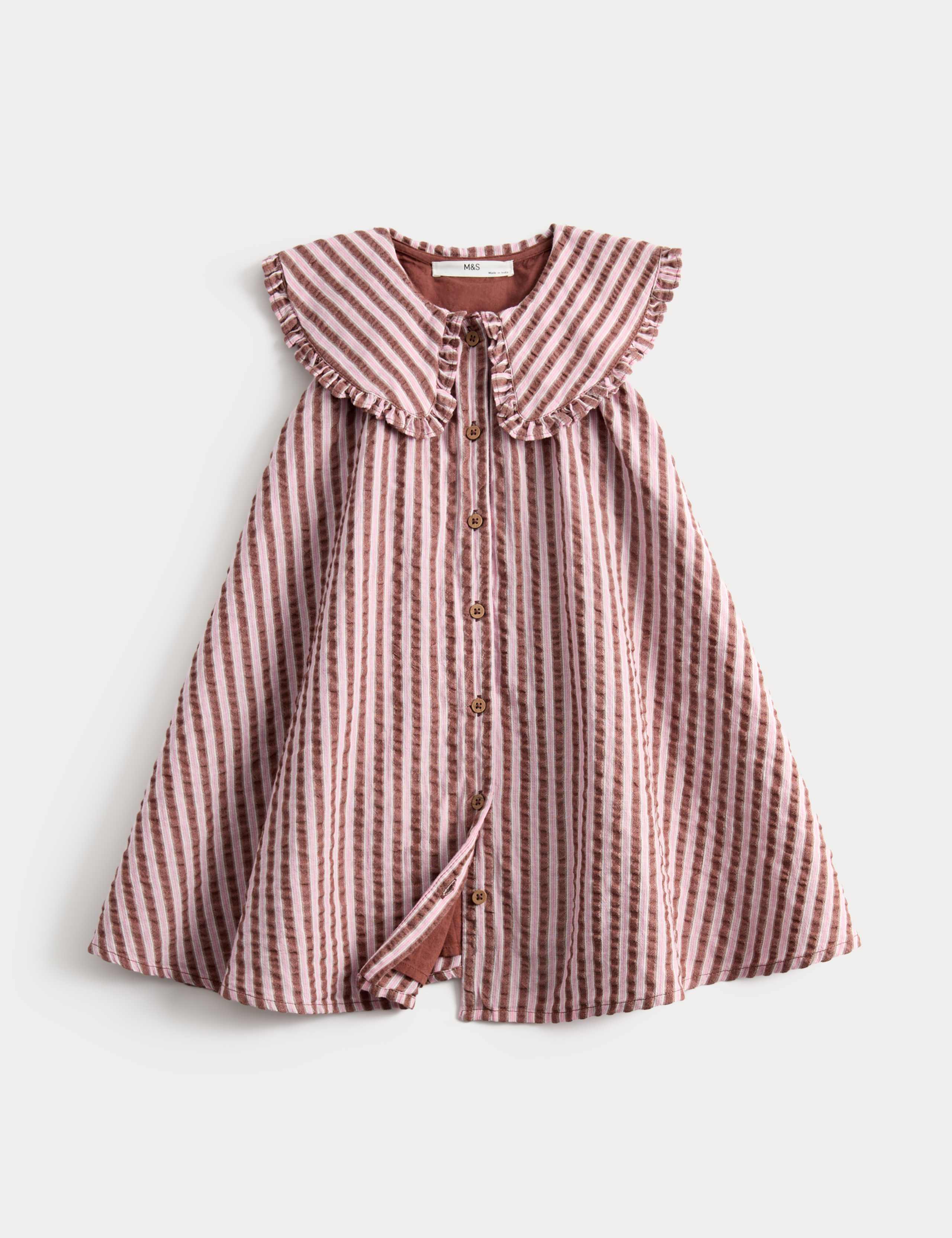 Pure Cotton Stripe Collared Dress (2-8 Yrs) 1 of 2