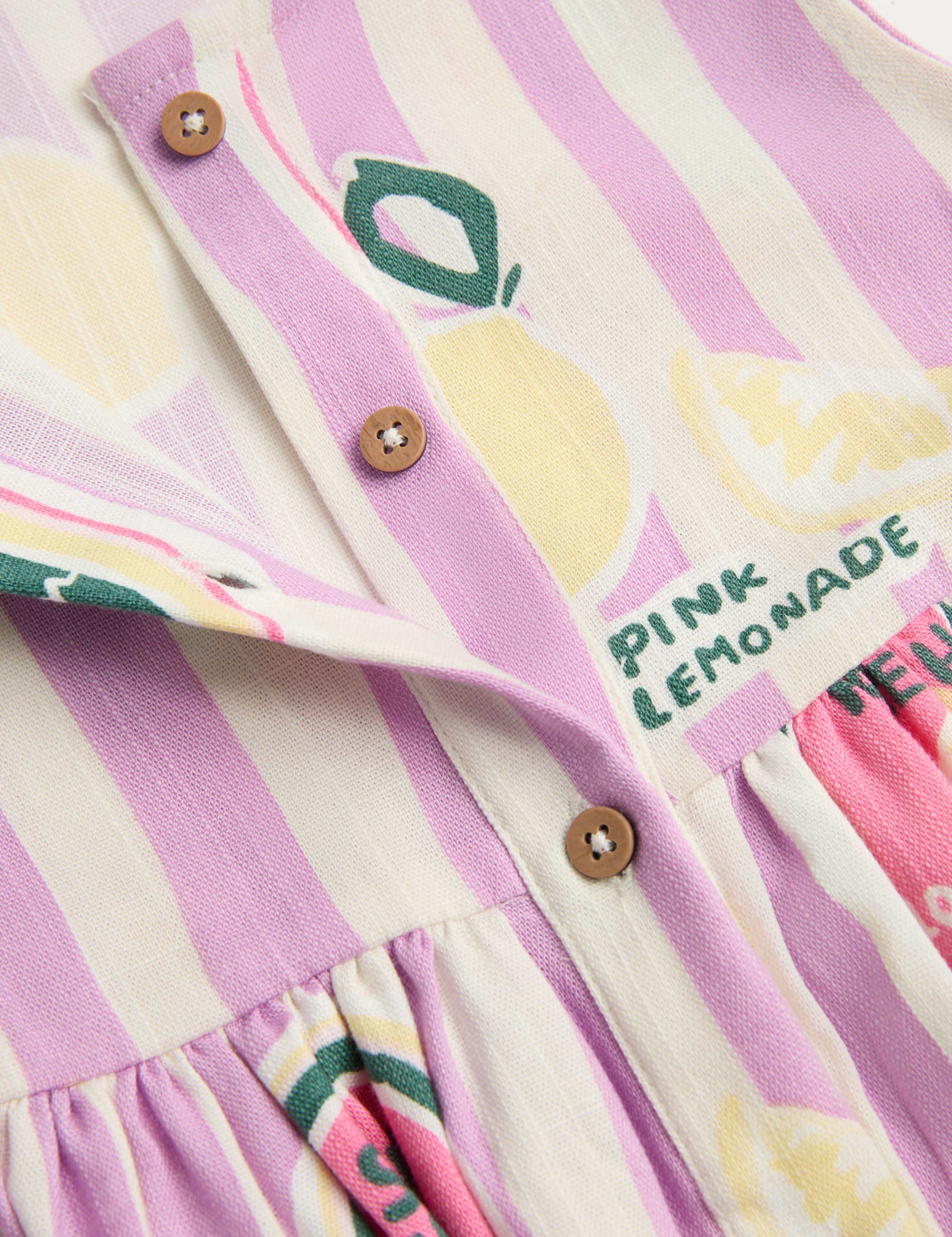 Cotton Rich Fruit Print Striped Woven Dress (2-10 Years) 2 of 2