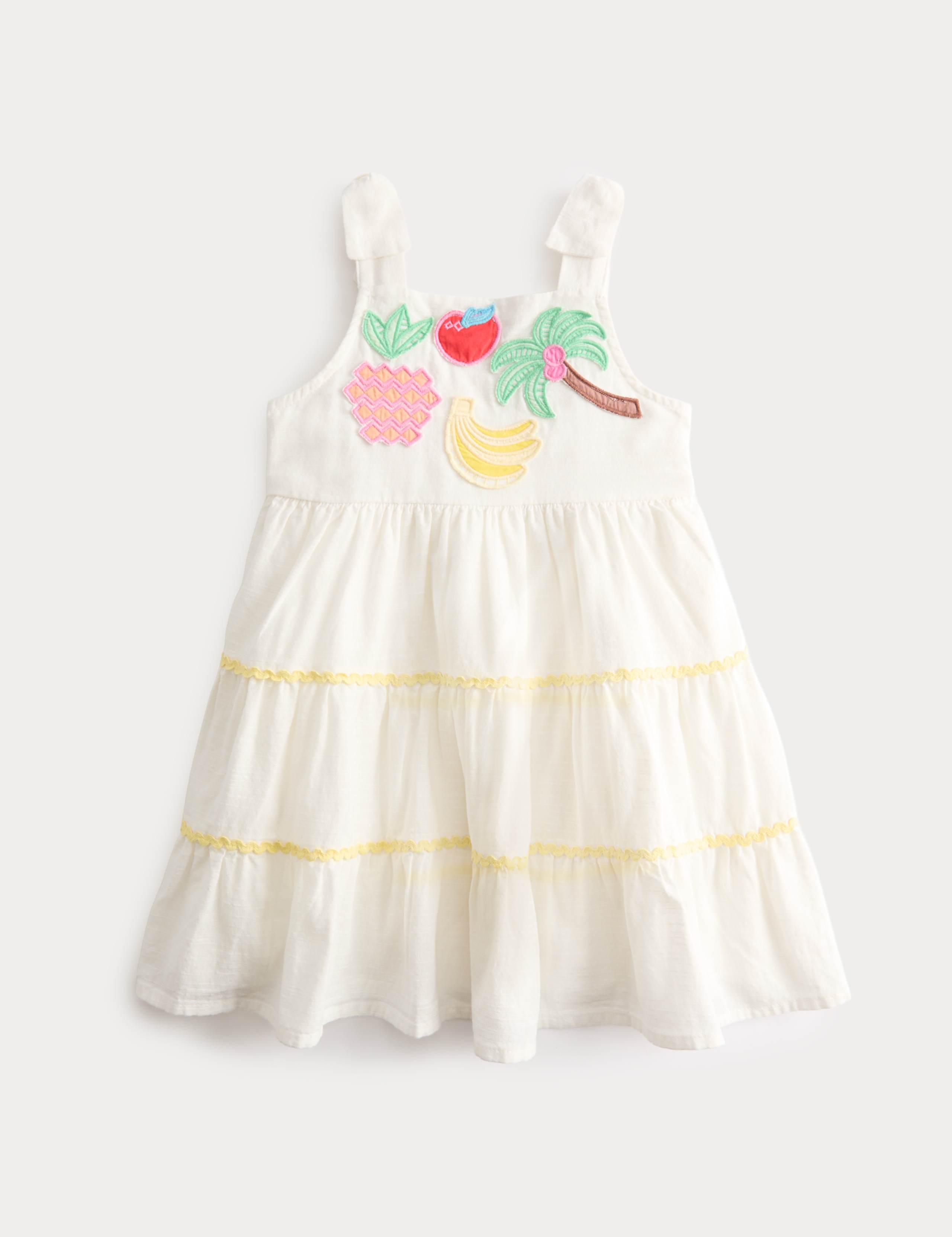 Pure Cotton Tropical Fruit Dress (2-10 Yrs) 1 of 3