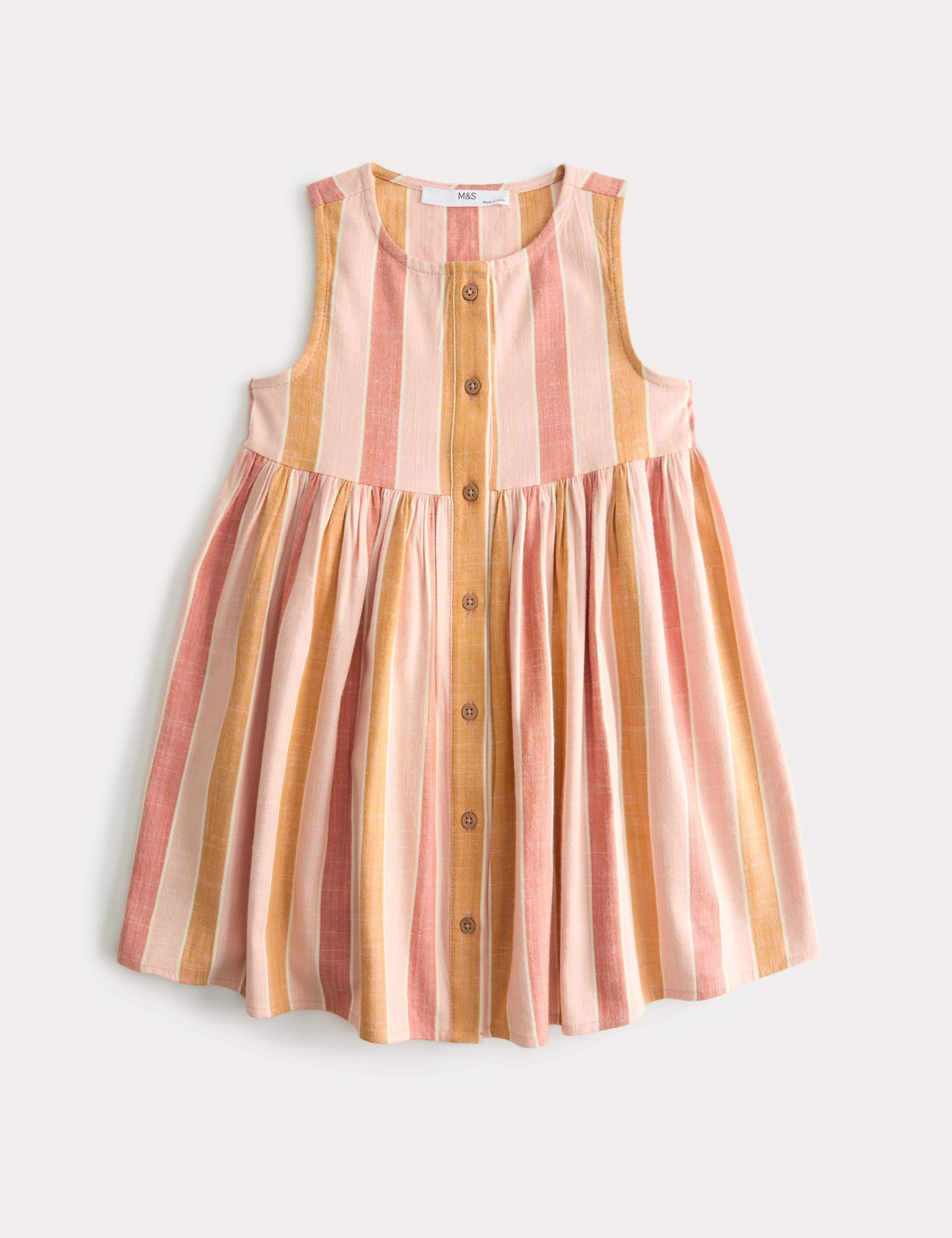 Cotton Rich Woven Striped Dress (2-10 Yrs) 1 of 2