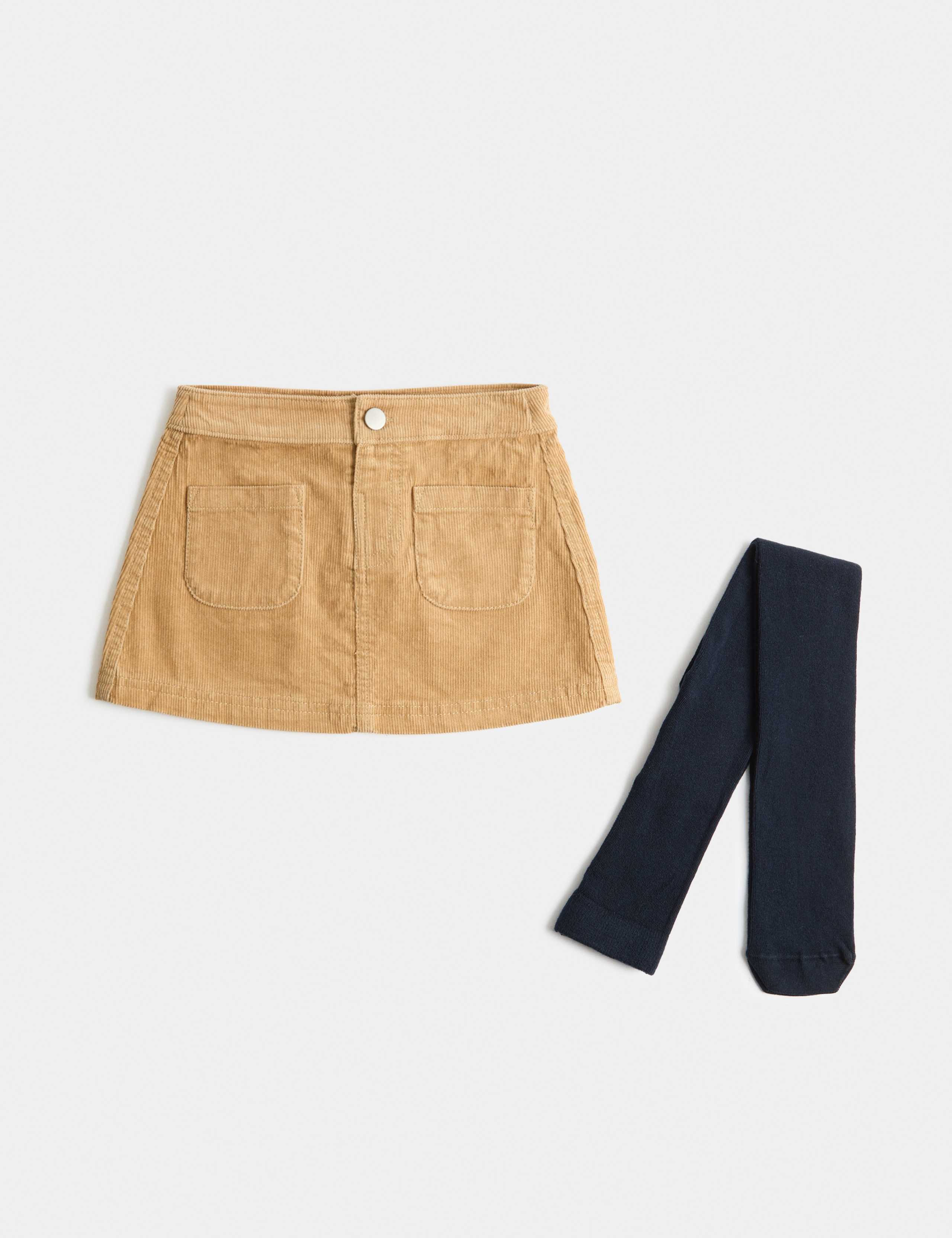 2 Piece Cotton Cord Mini Skirt with Tights (2-8 Yrs) 1 of 1