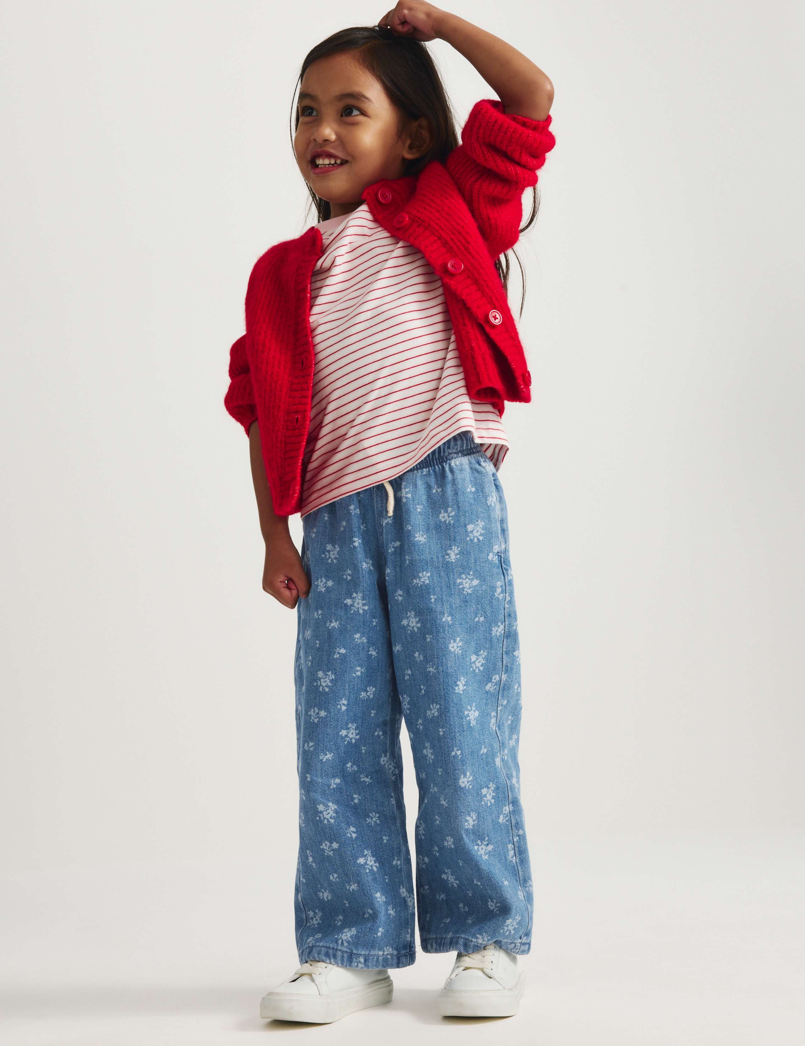 Denim Floral Wide Leg Jeans 1 of 7
