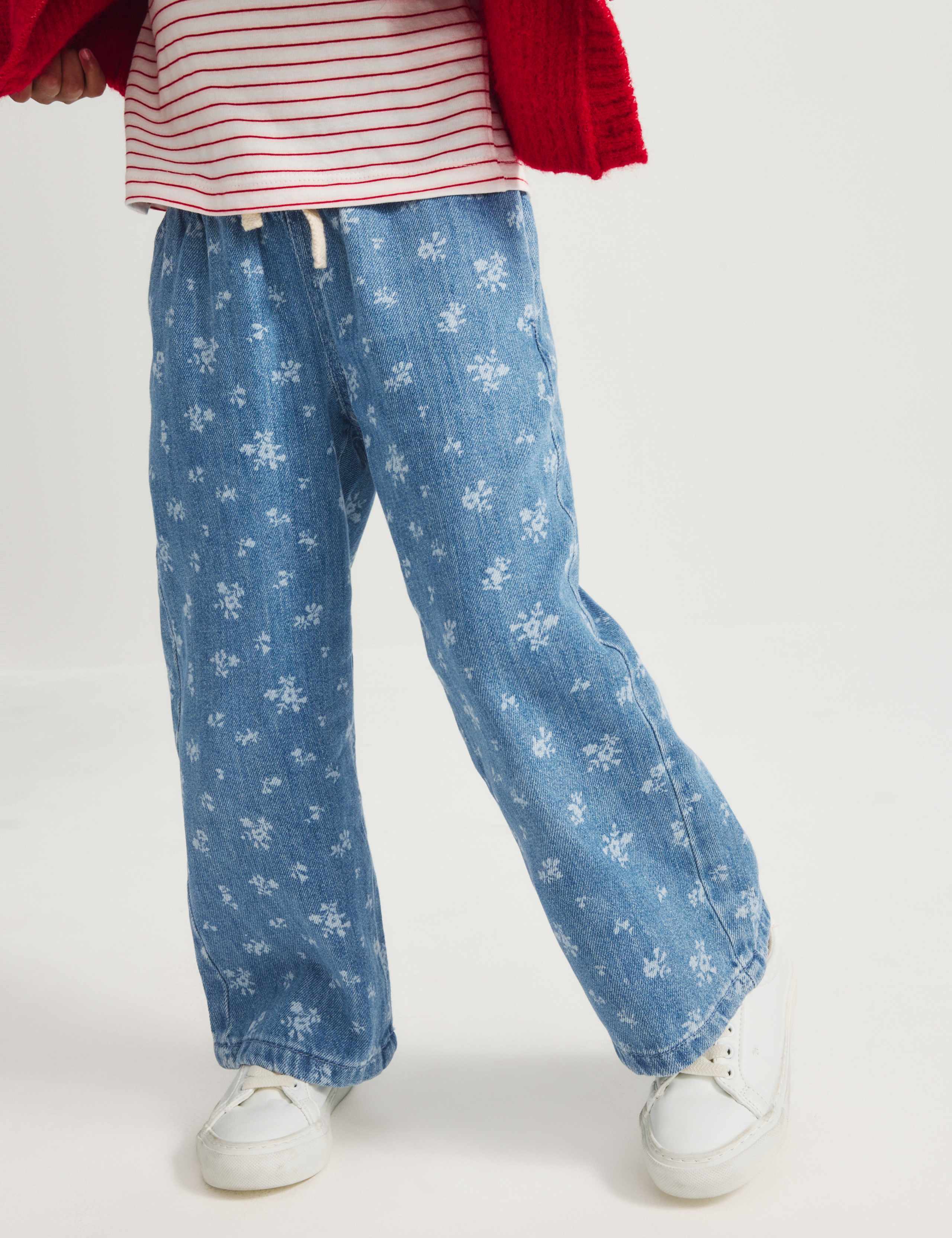 Denim Floral Wide Leg Jeans 3 of 7