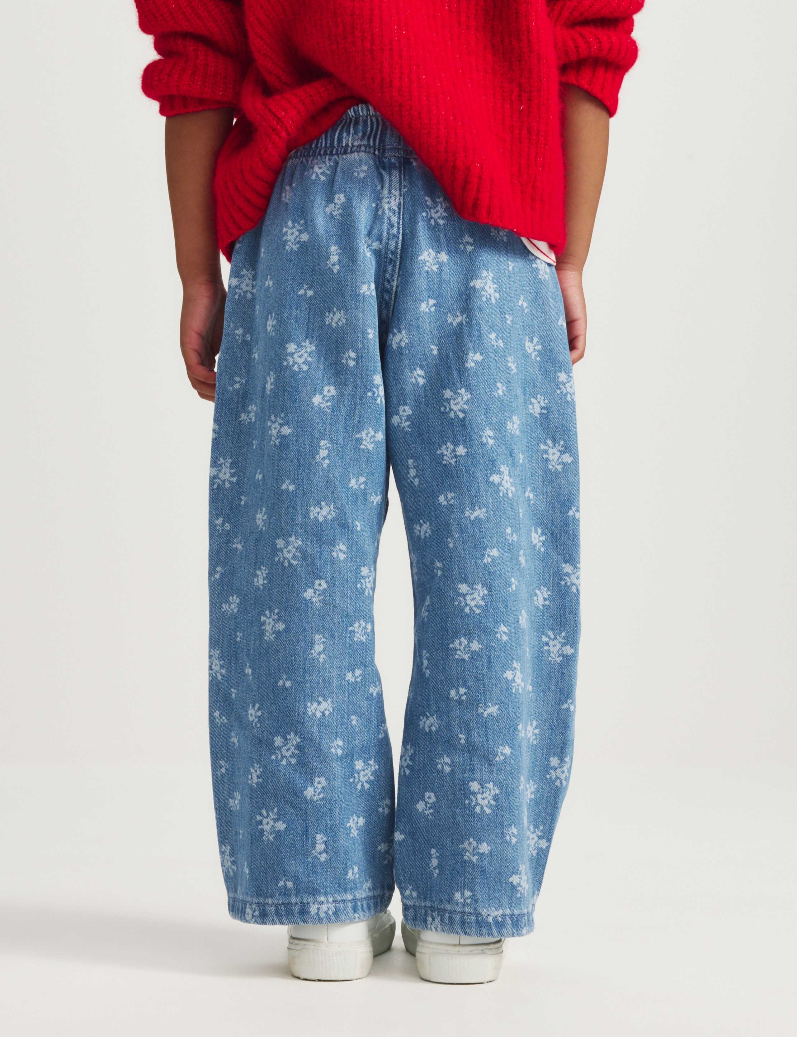 Denim Floral Wide Leg Jeans 5 of 7