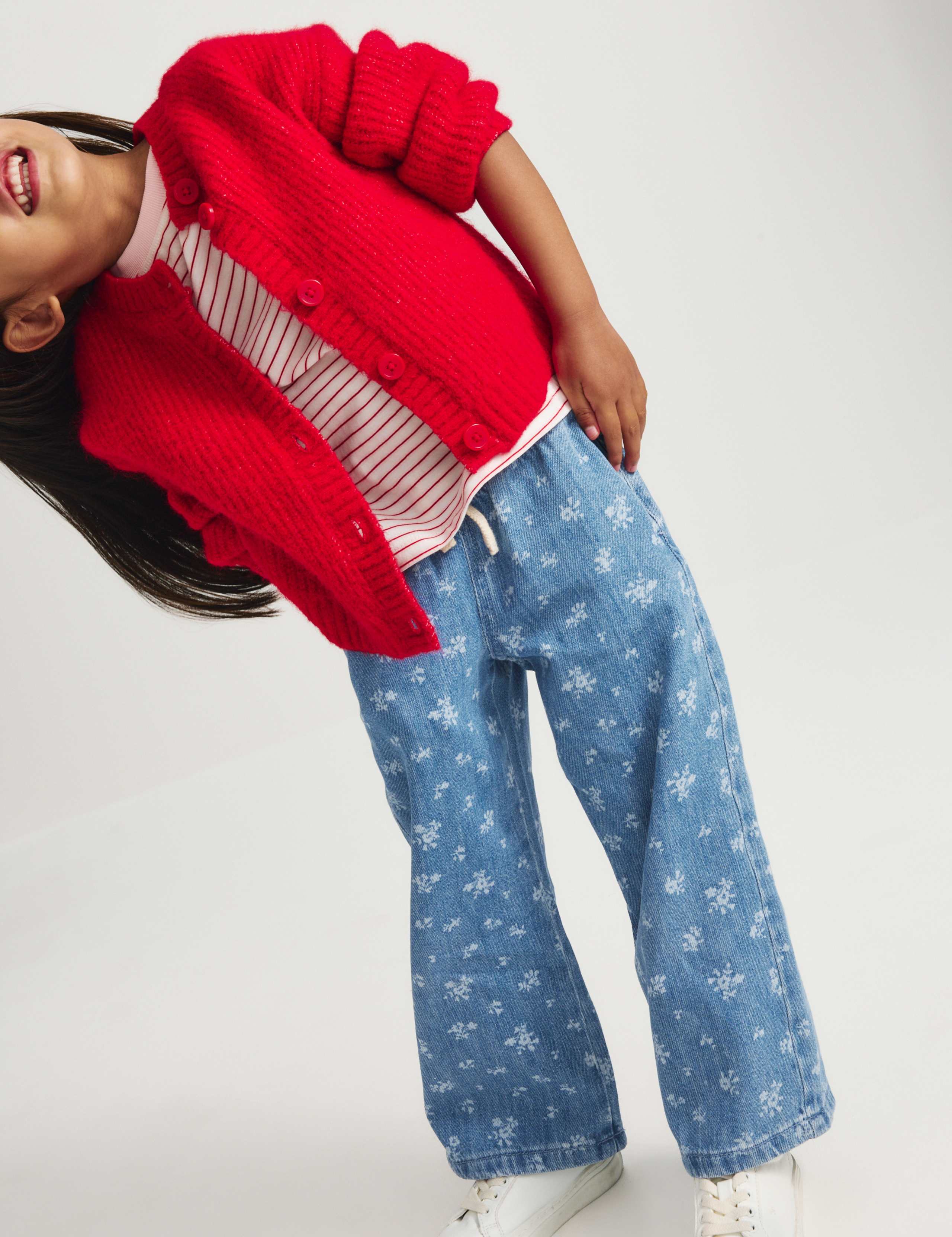 Denim Floral Wide Leg Jeans 7 of 7