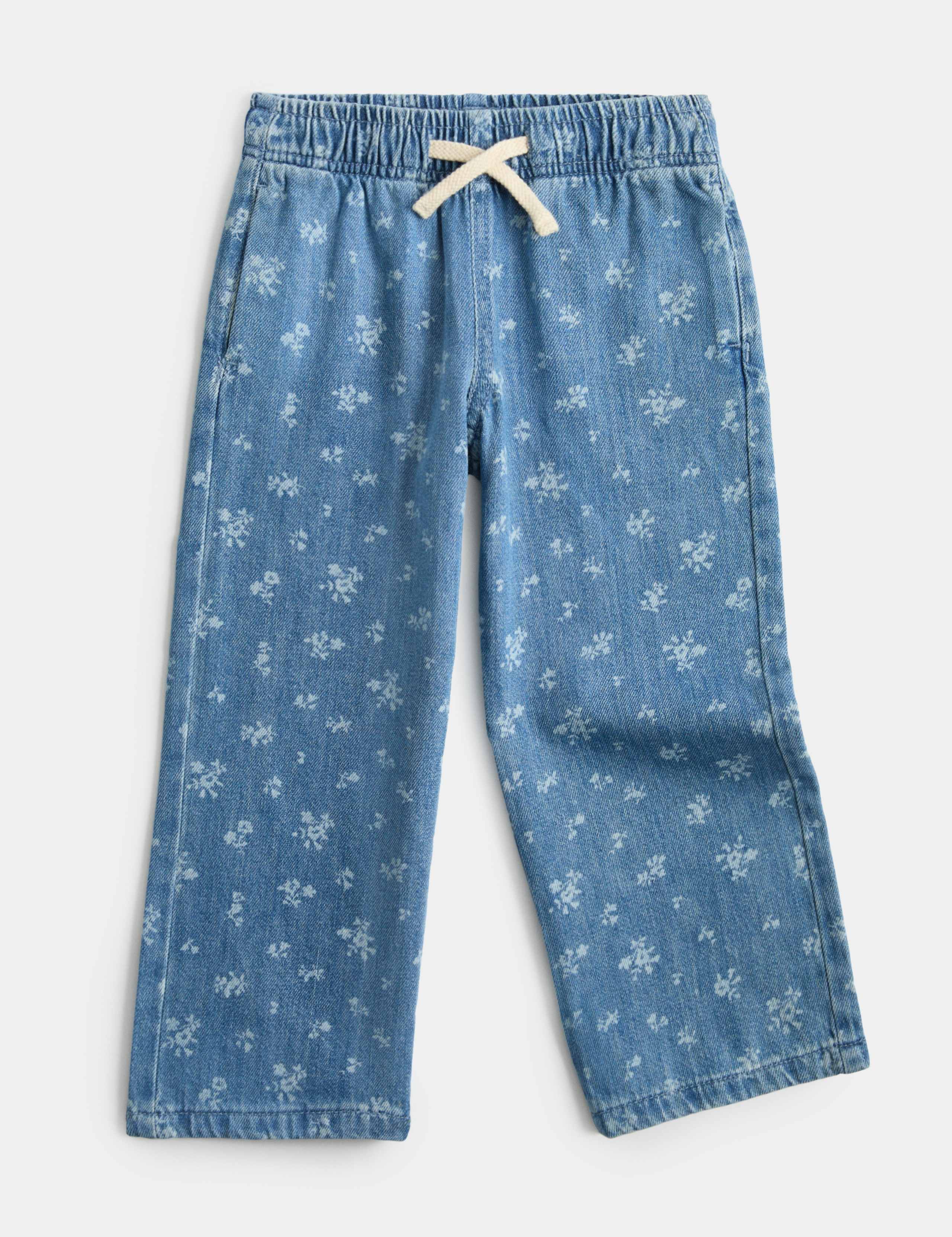 Denim Floral Wide Leg Jeans 2 of 7