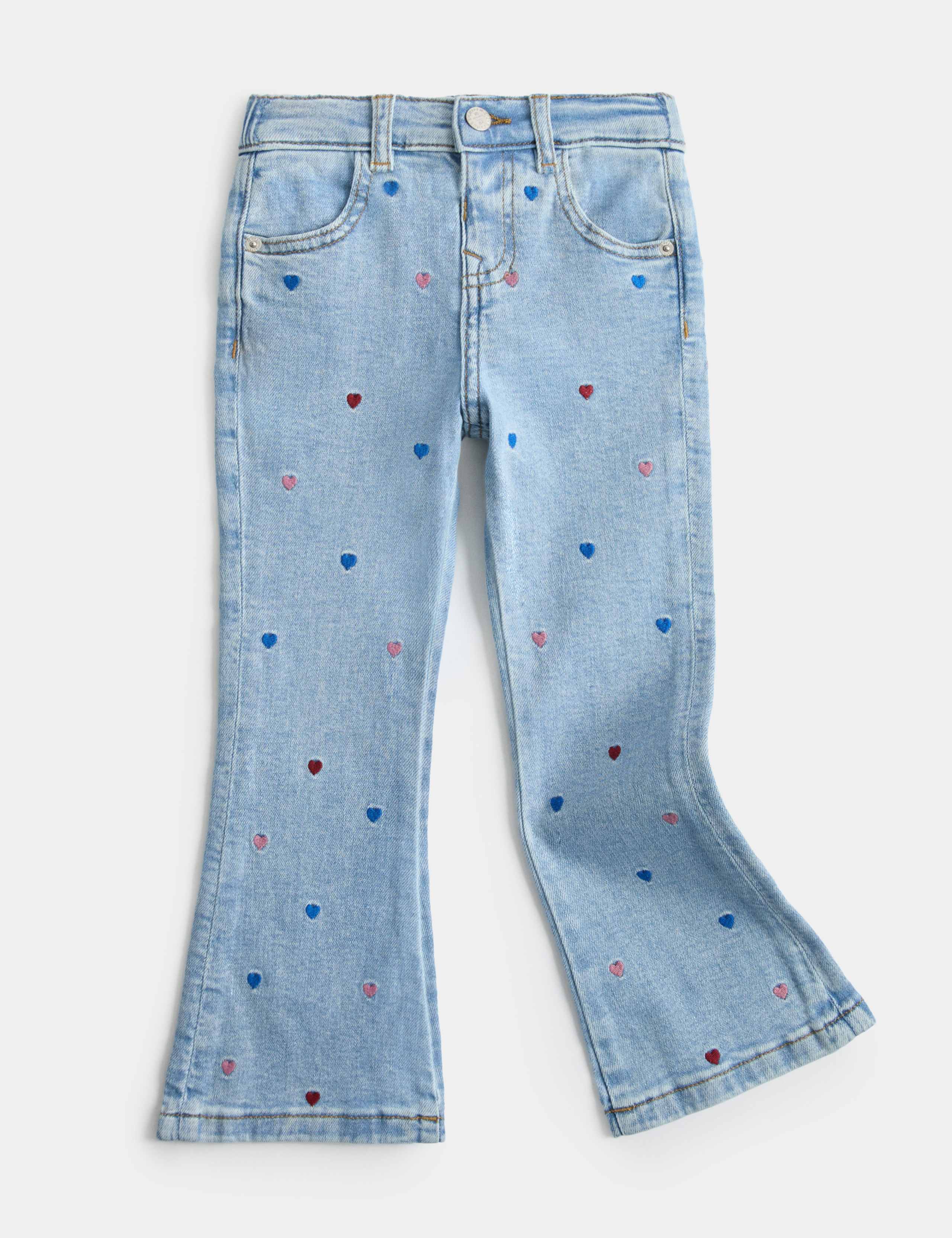 Denim Embroidered Heart Kickflare Jeans (2-8 Yrs) 1 of 2