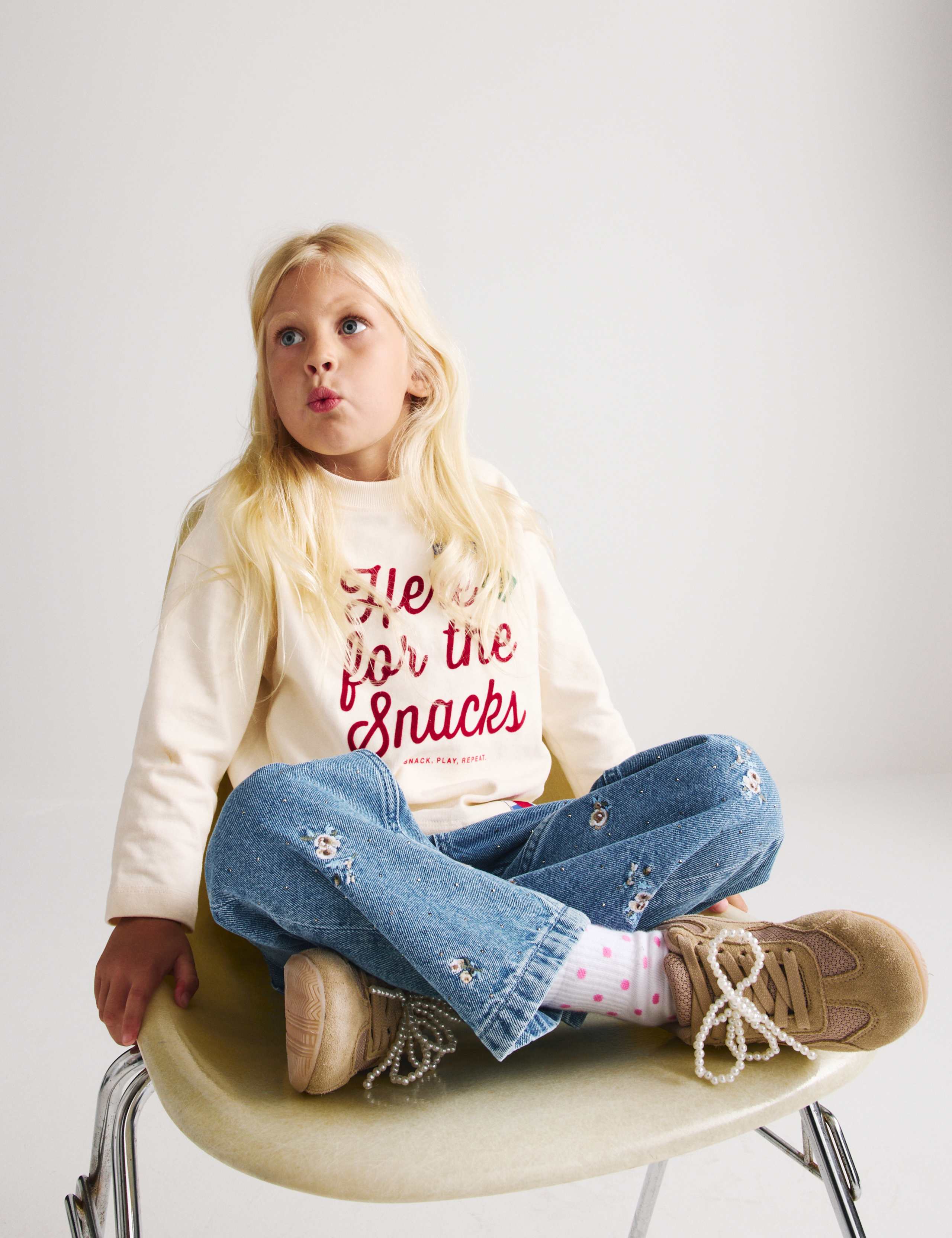 Floral Embroidered Denim Jeans (2-8 Yrs) 1 of 7