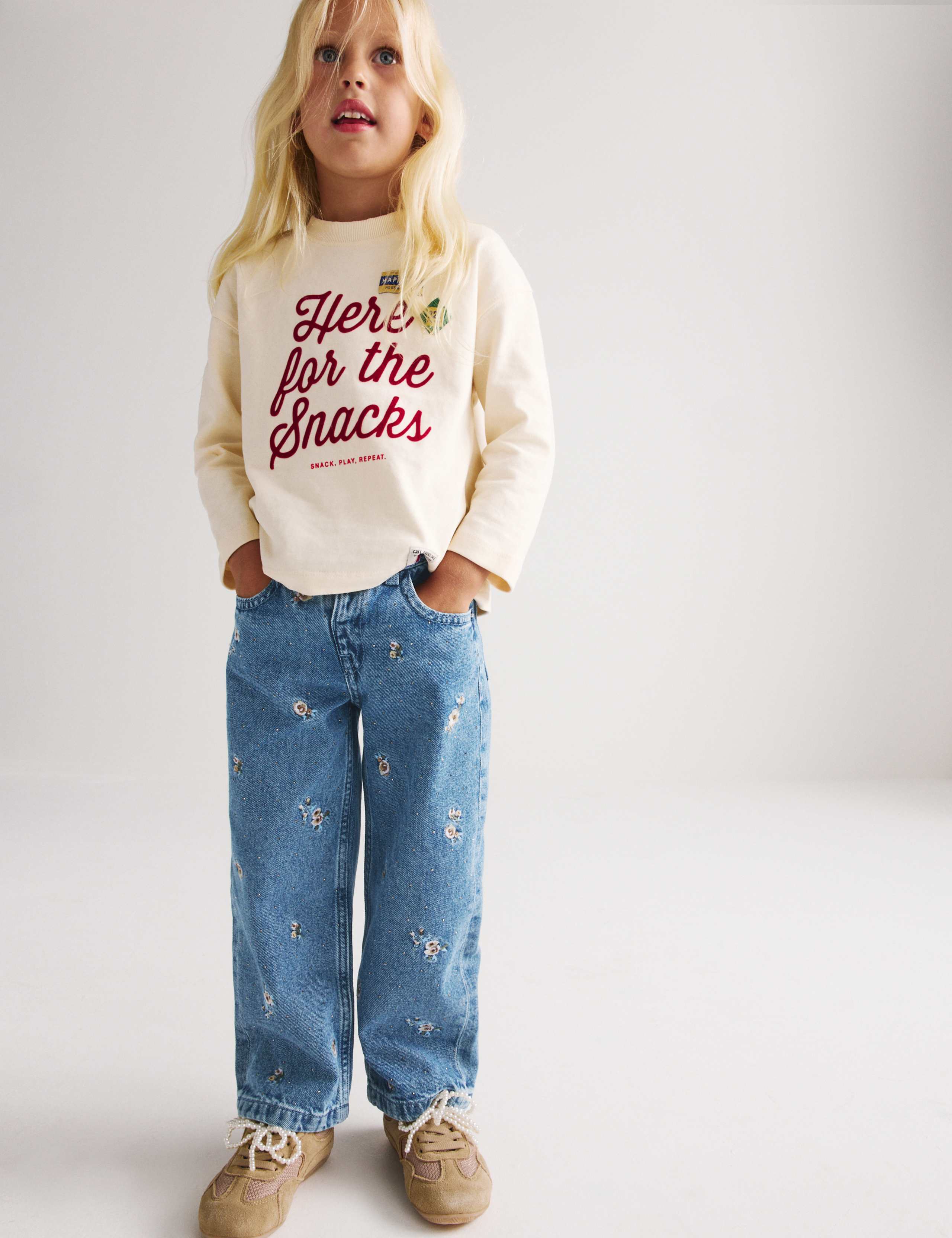 Floral Embroidered Denim Jeans (2-8 Yrs) 4 of 7