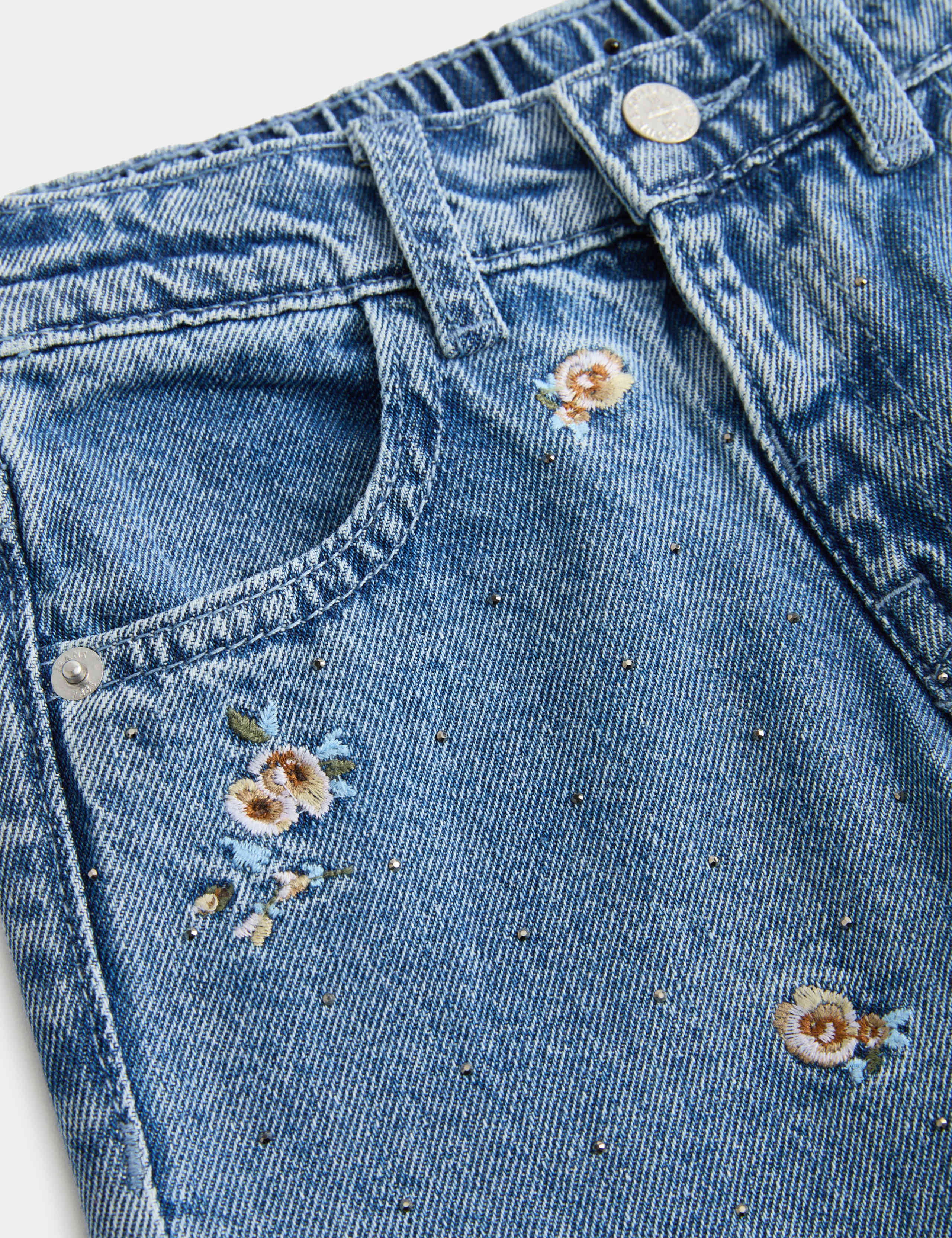 Floral Embroidered Denim Jeans (2-8 Yrs) 7 of 7