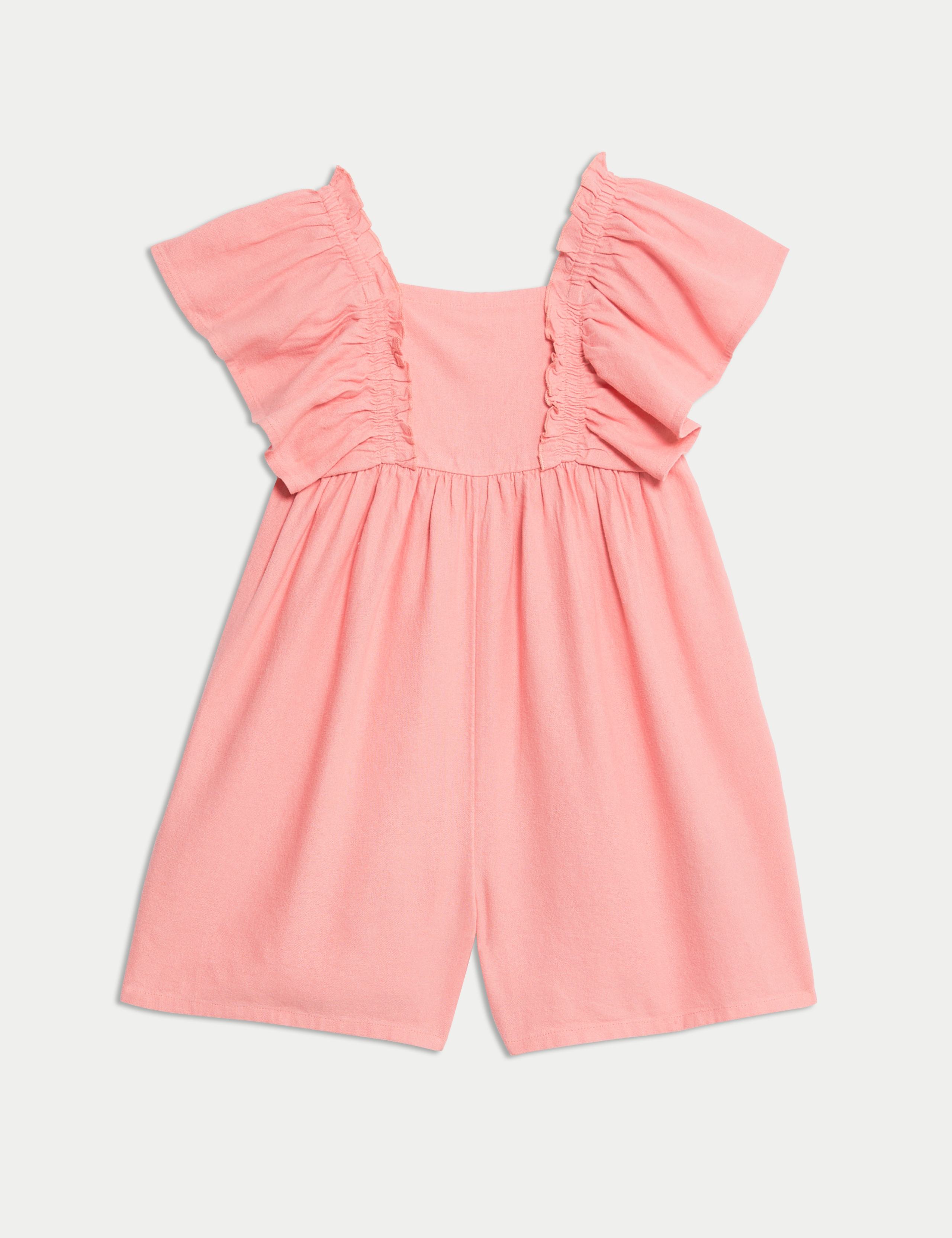 Linen Rich Frill Sleeve Playsuit (2-8 Yrs) 2 of 6