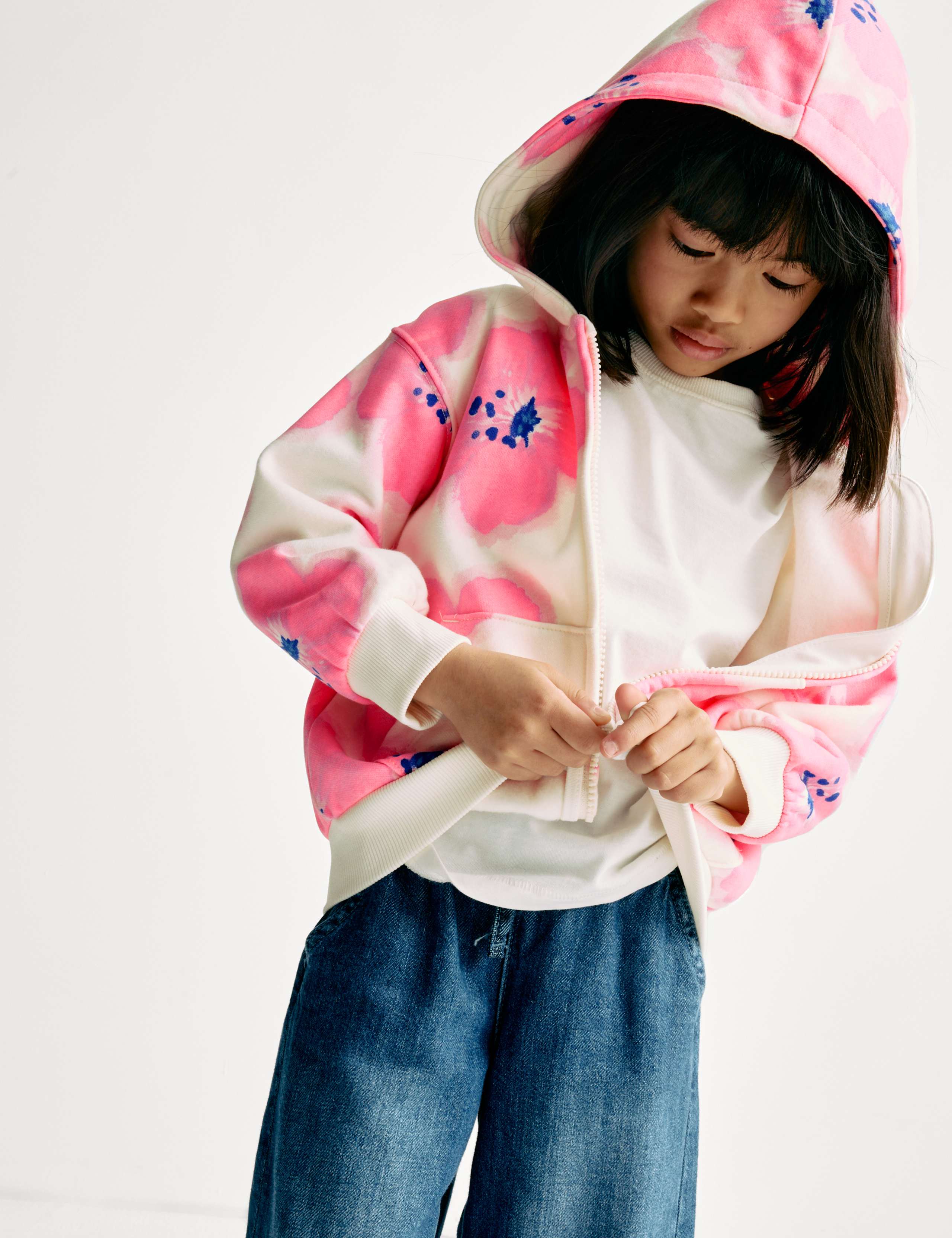 Cotton Rich Hibiscus Print Zip Hoodie (2-8 Yrs) 4 of 7
