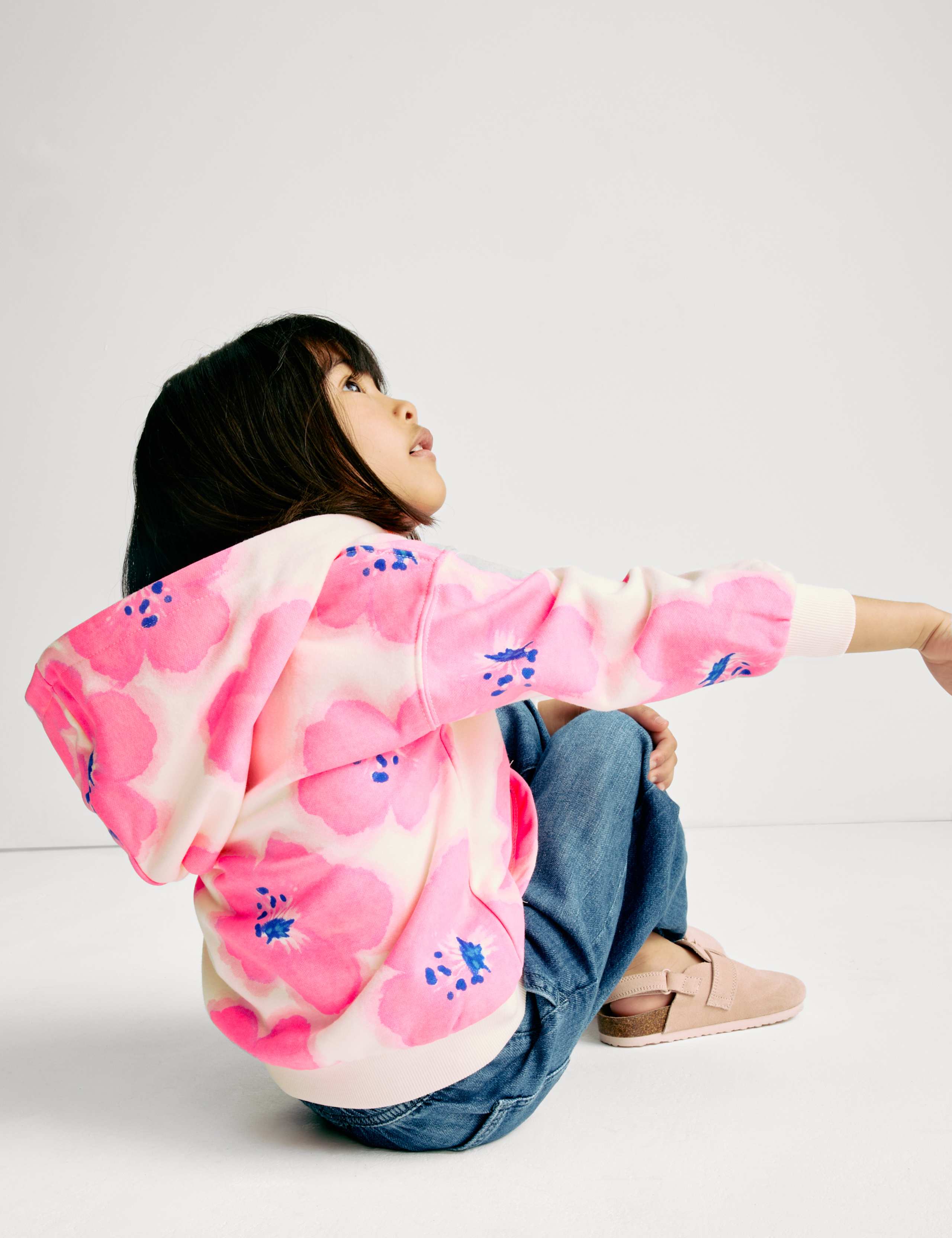 Cotton Rich Hibiscus Print Zip Hoodie (2-8 Yrs) 5 of 7