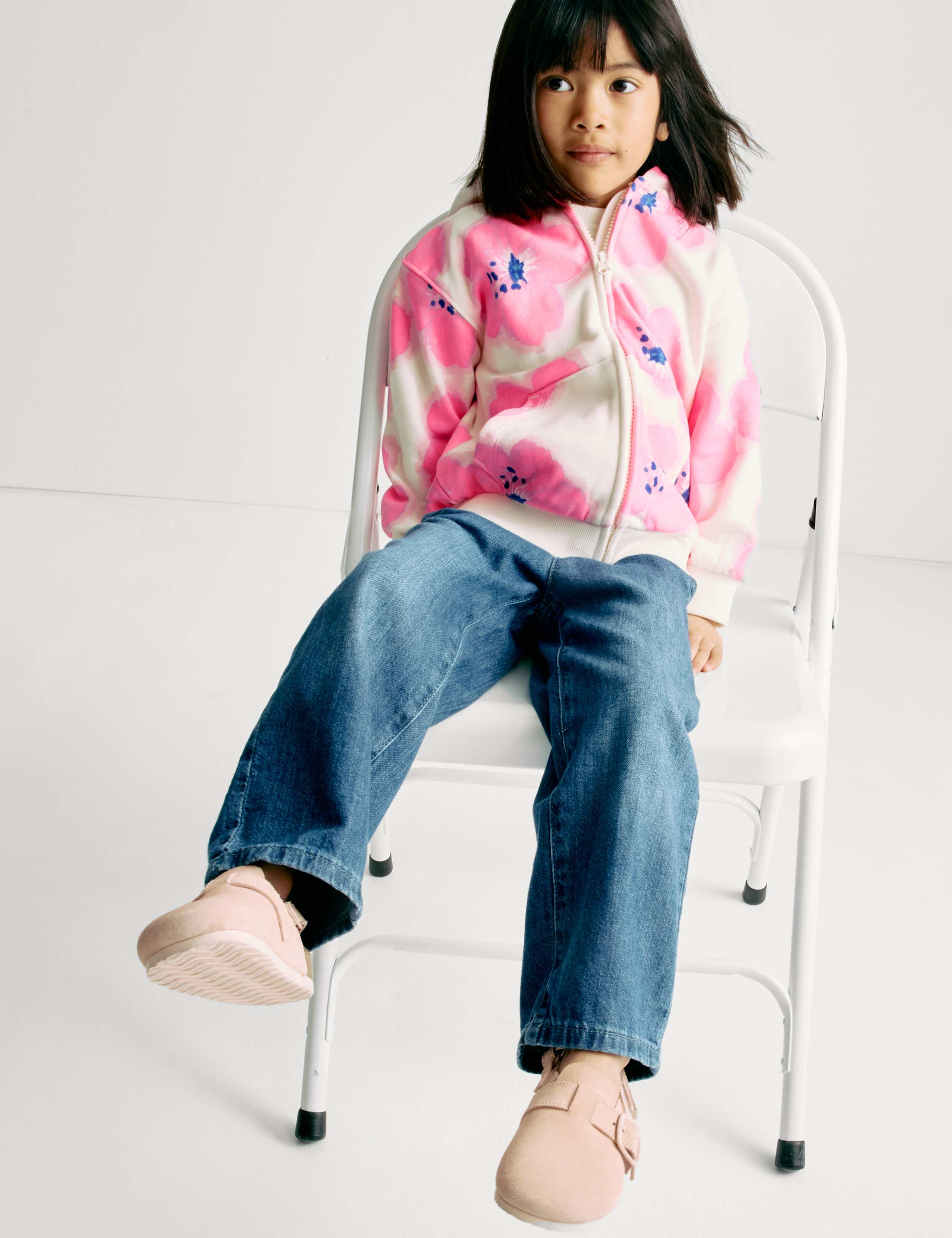 Cotton Rich Hibiscus Print Zip Hoodie (2-8 Yrs) 6 of 7