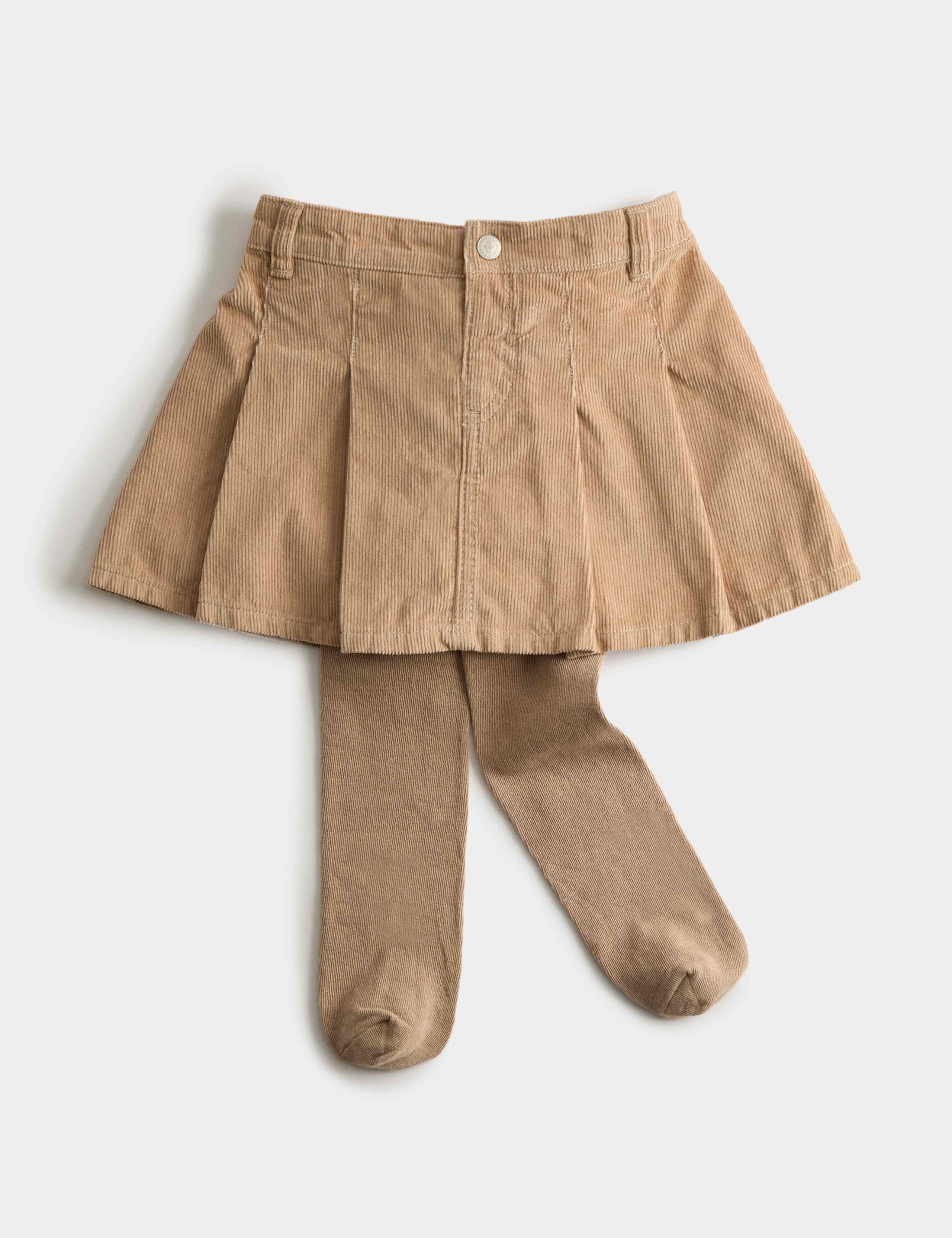 Corduroy Pleated Skirt & Tights (2-8 Yrs) 1 of 2