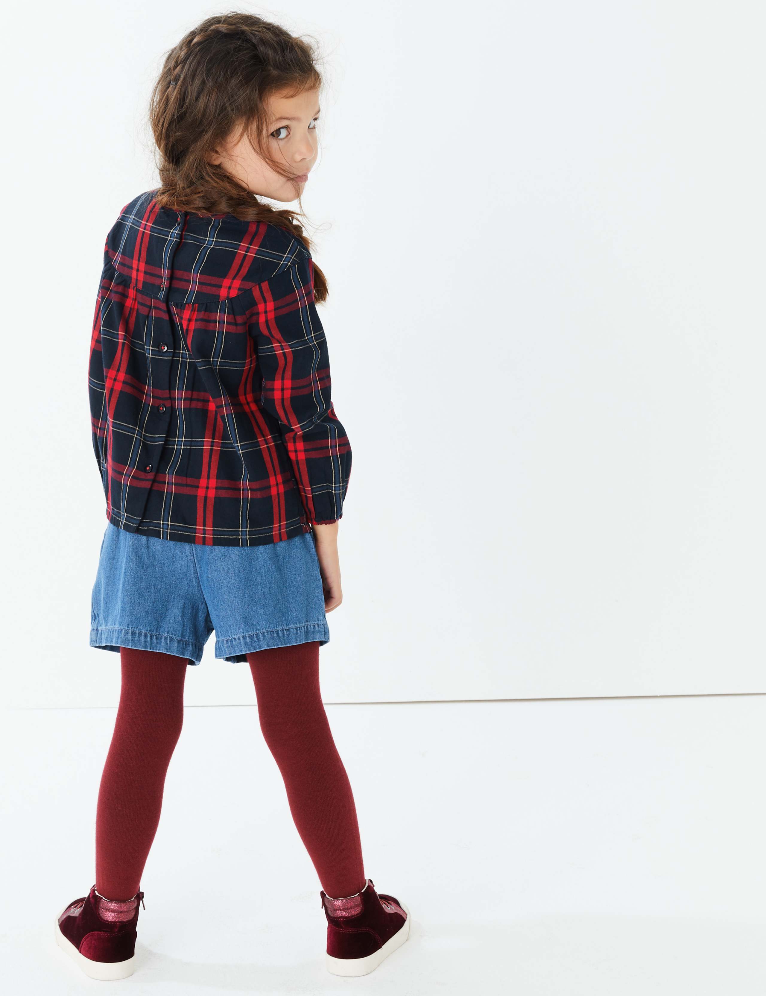 3 Piece Checked Top & Shorts with Tights Outfit 4 of 5