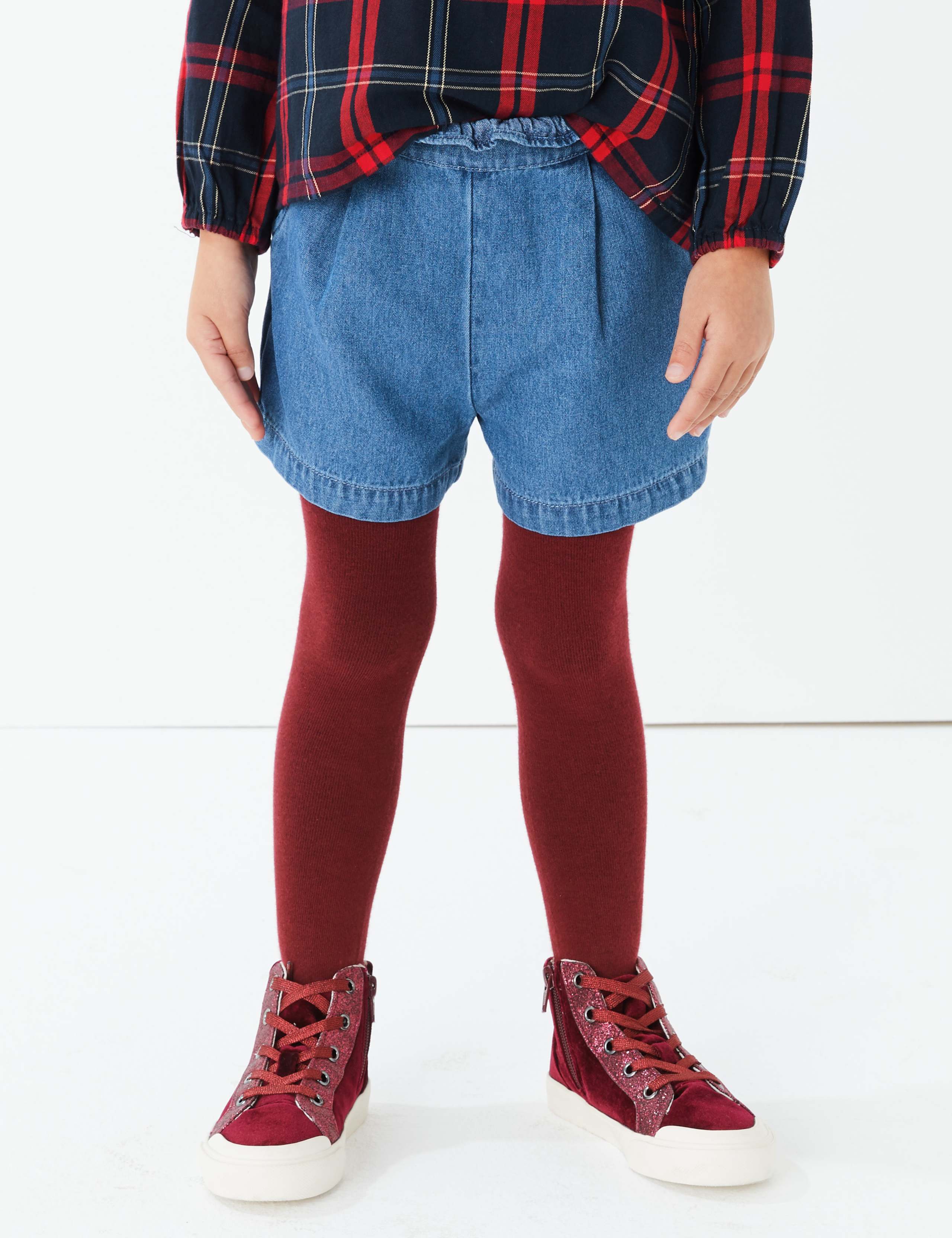 3 Piece Checked Top & Shorts with Tights Outfit 5 of 5