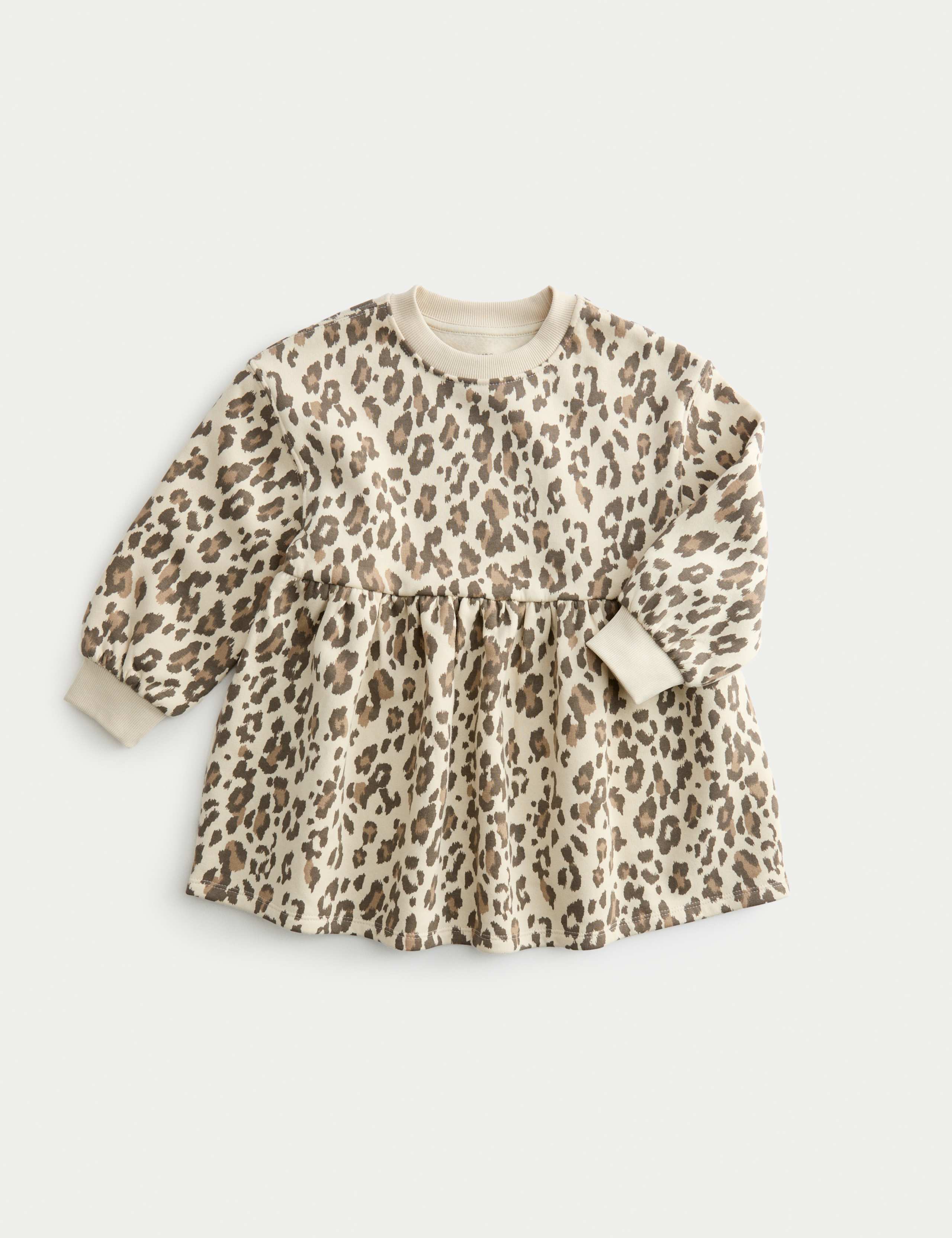 Cotton Rich Leopard Print Sweatshirt Dress (2-8 Yrs) 1 of 2