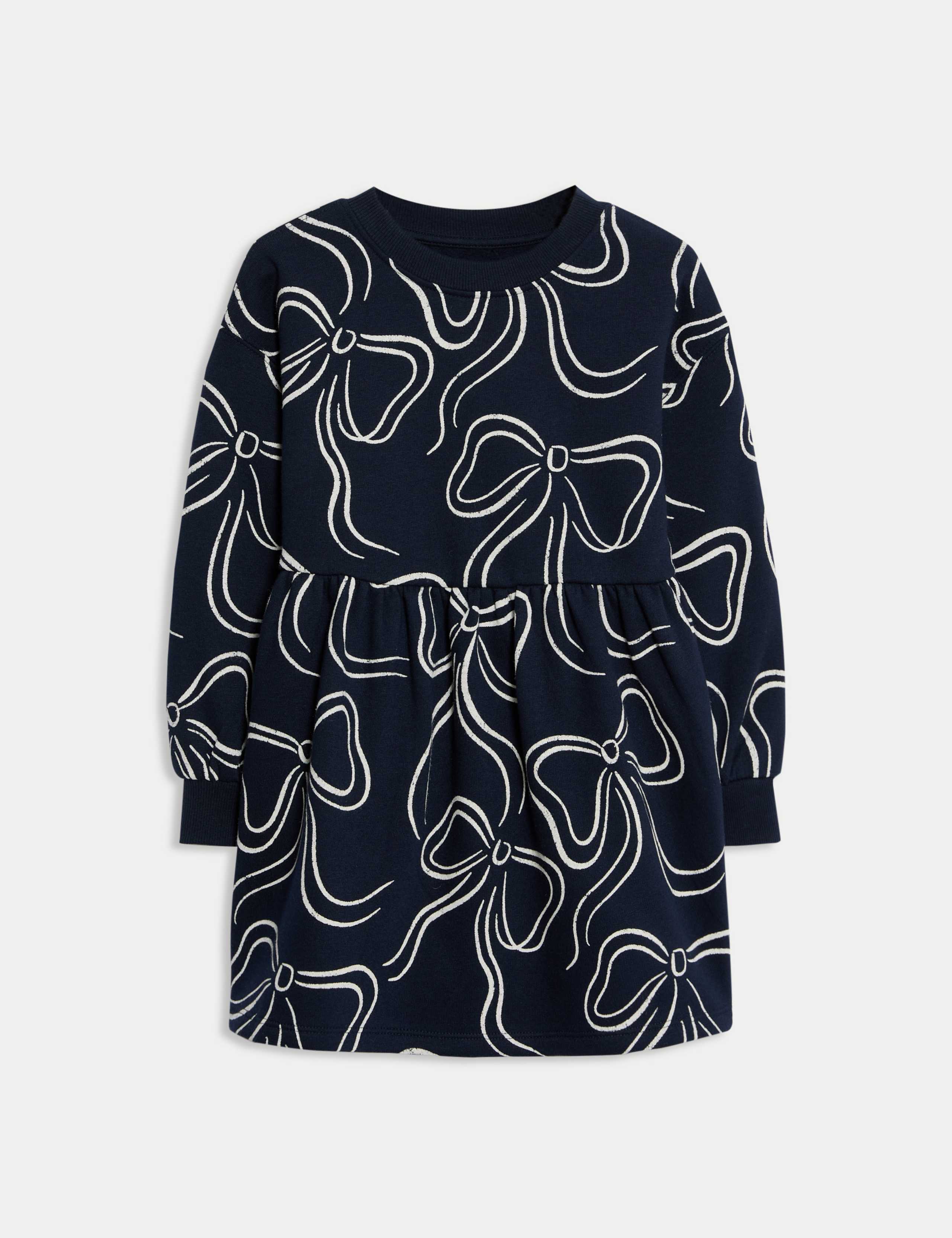 Cotton Rich Bow Print Dress (2-8 Yrs) 1 of 1