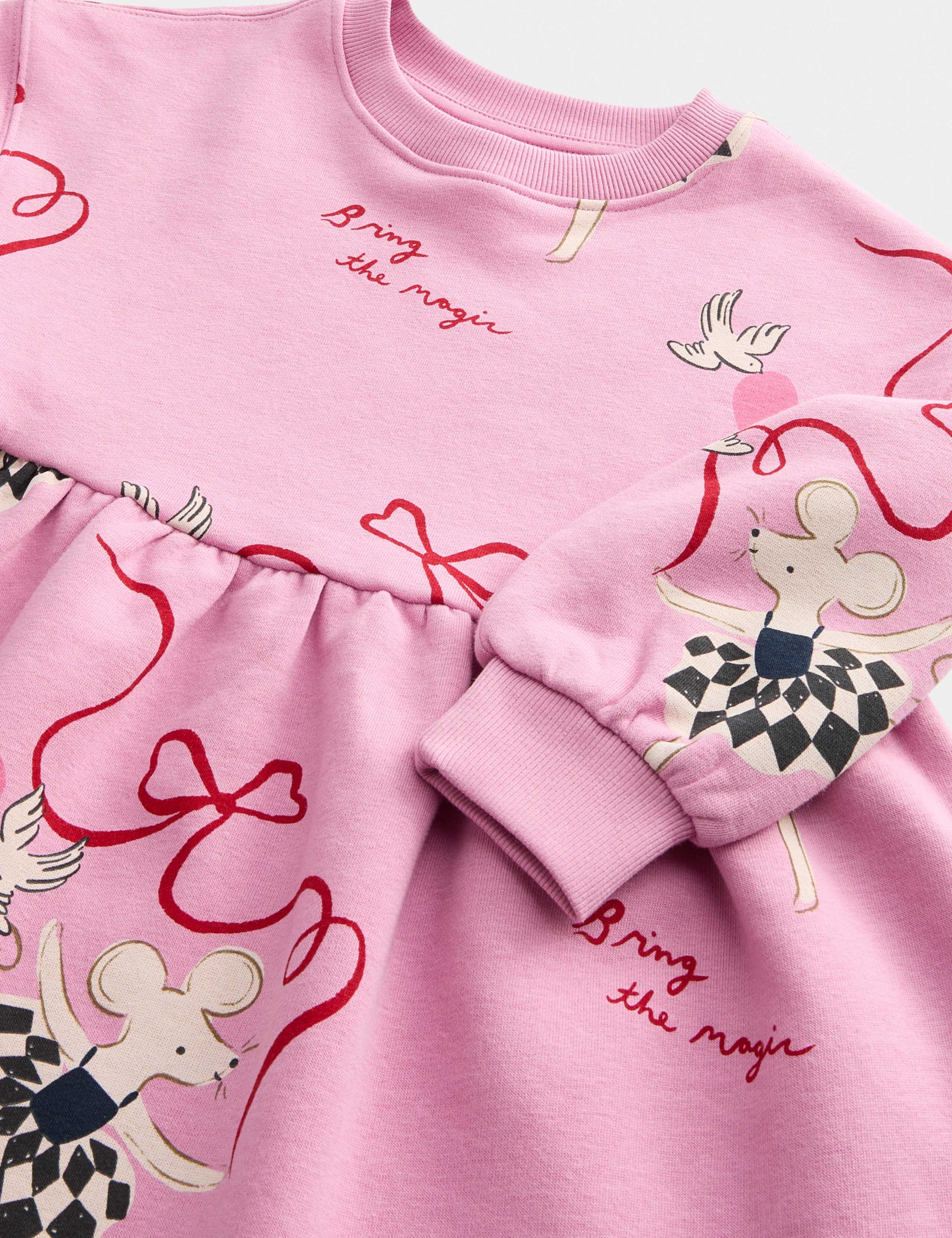 Cotton Rich Printed Sweatshirt Dress (2-8 Yrs) 3 of 3