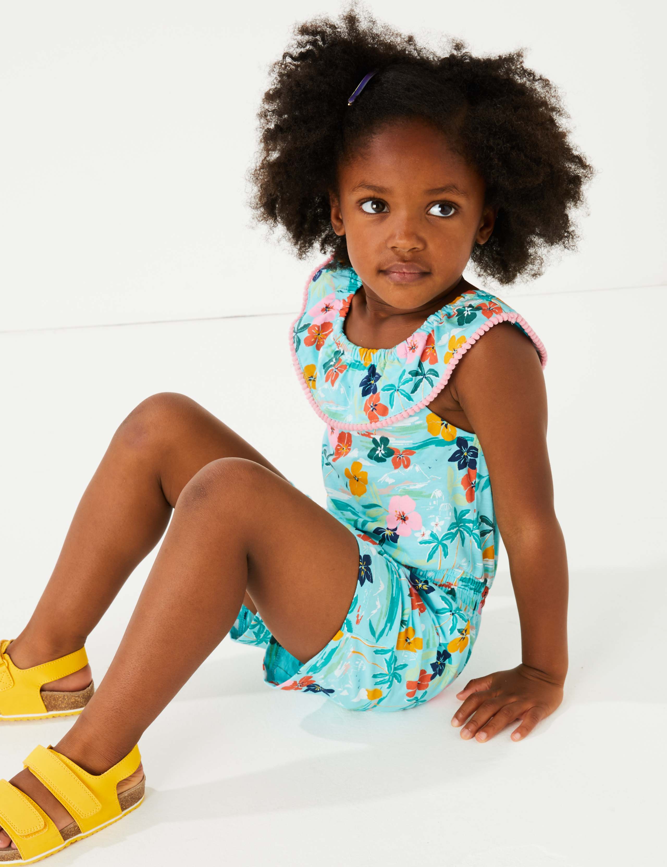 Pure Cotton Hawaiian Print Playsuit (2-7 Yrs) 1 of 4