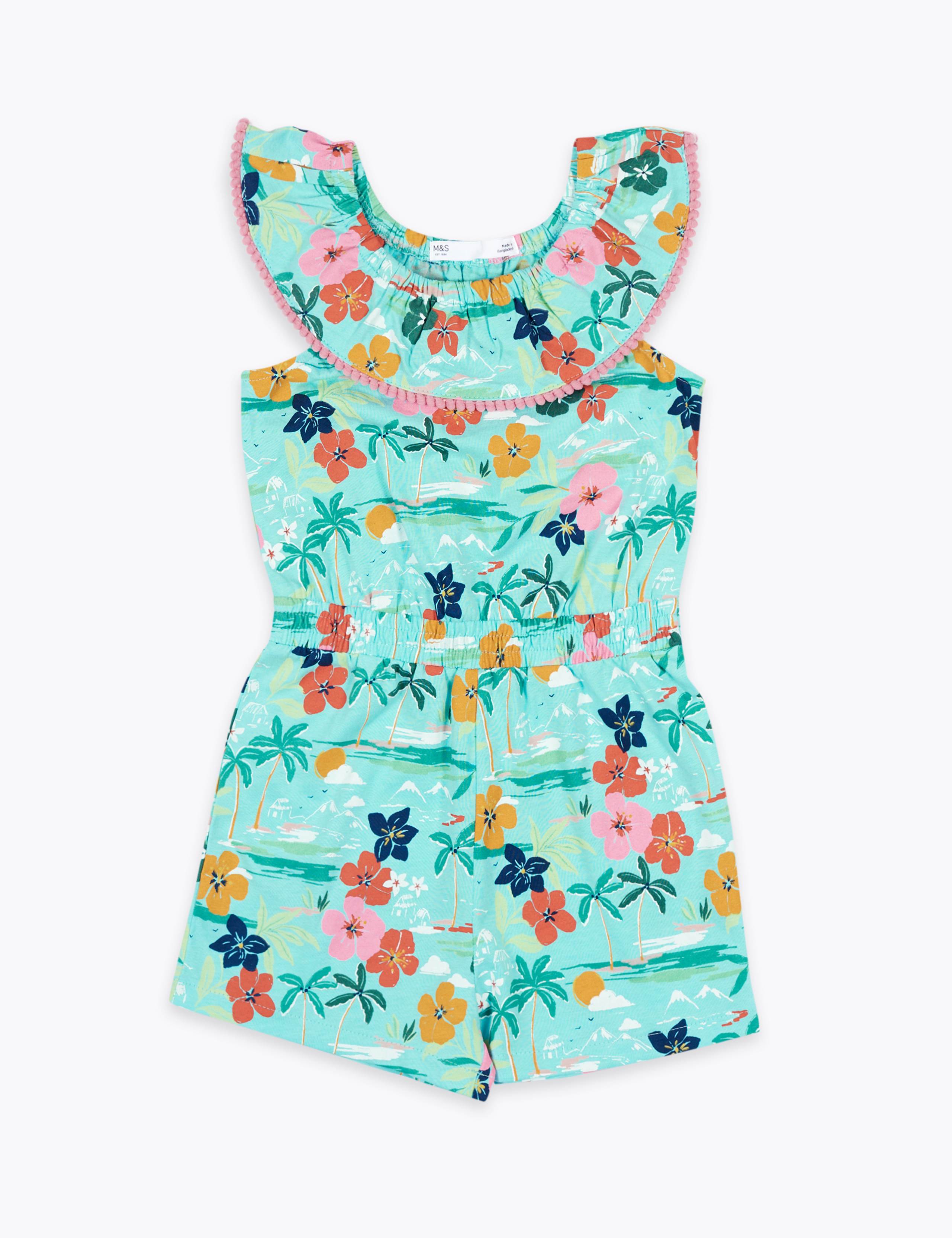 Pure Cotton Hawaiian Print Playsuit (2-7 Yrs) 2 of 4