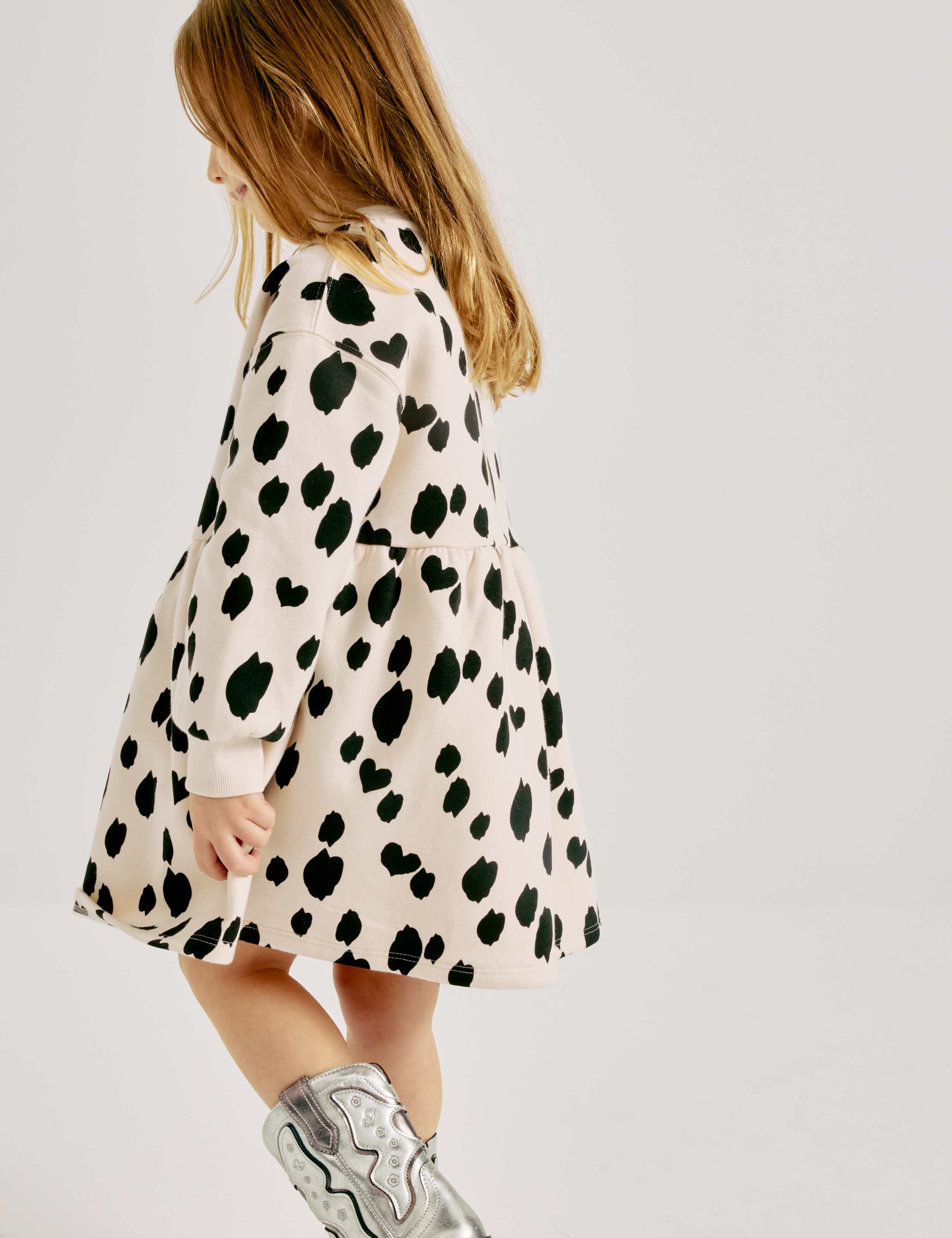 Cotton Rich Dalmatian Print Sweatshirt Dress (2-8 Years) 5 of 5
