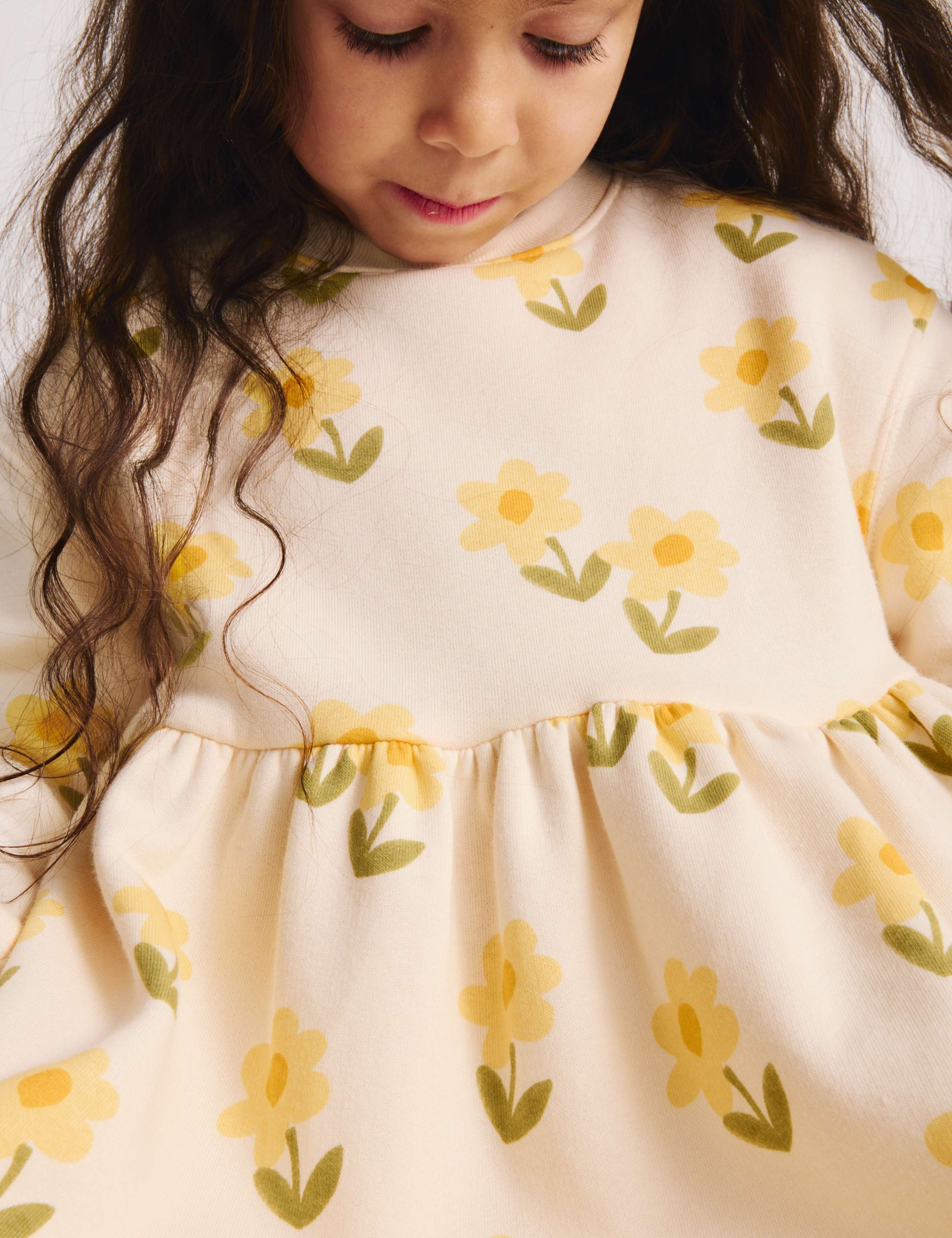 Cotton Rich Flower Print Sweatshirt Dress (2-8 Yrs) 3 of 6