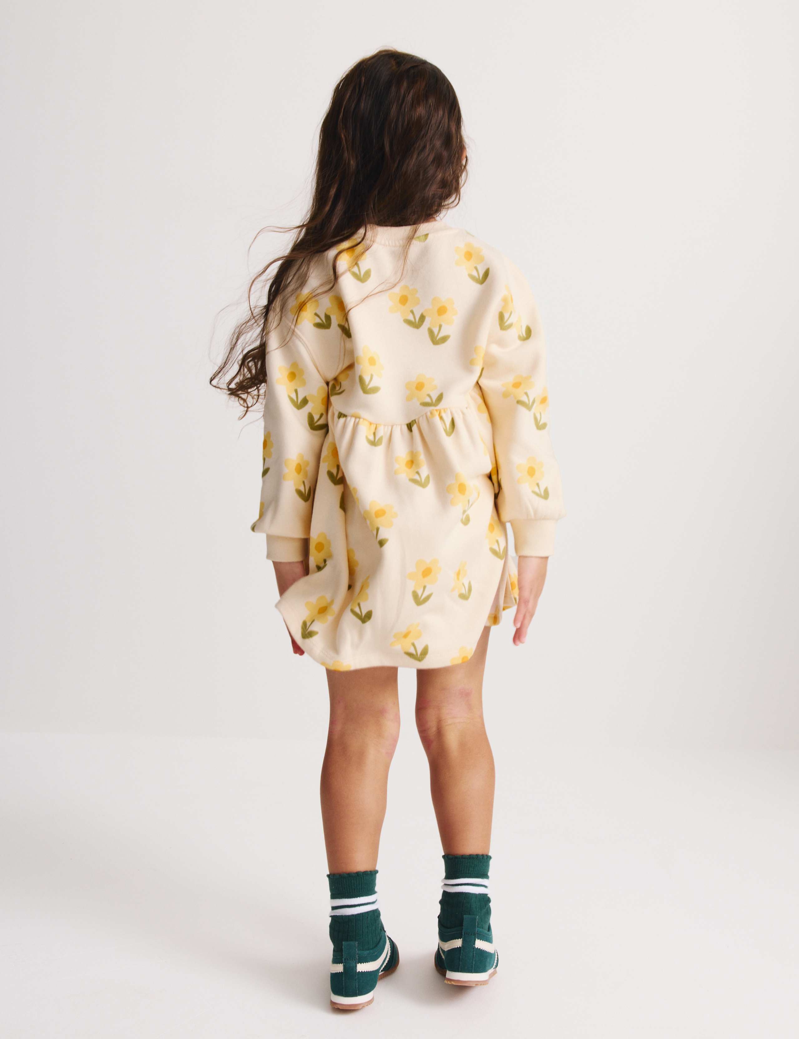 Cotton Rich Flower Print Sweatshirt Dress (2-8 Years) 4 of 6