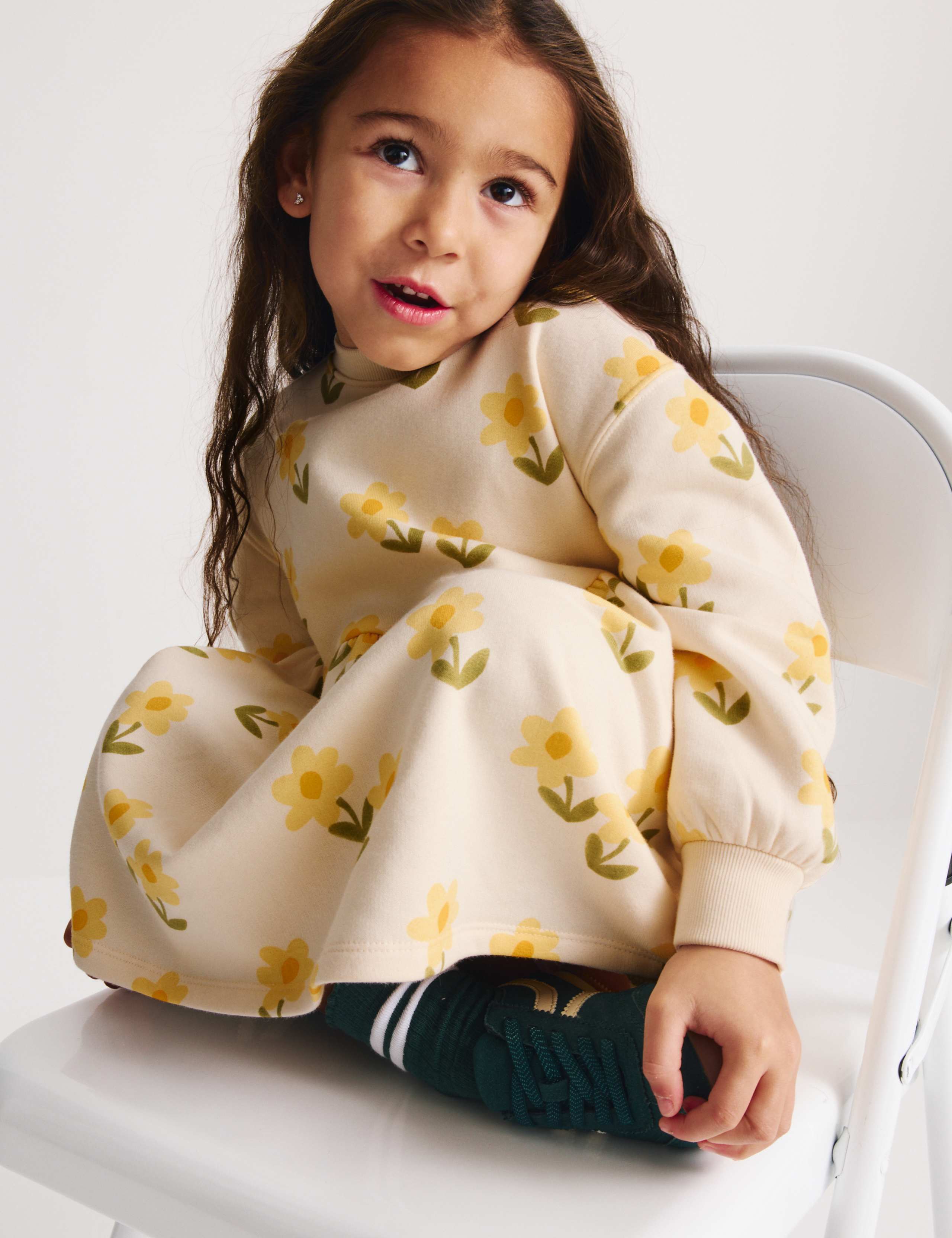 Cotton Rich Flower Print Sweatshirt Dress (2-8 Yrs) 5 of 6