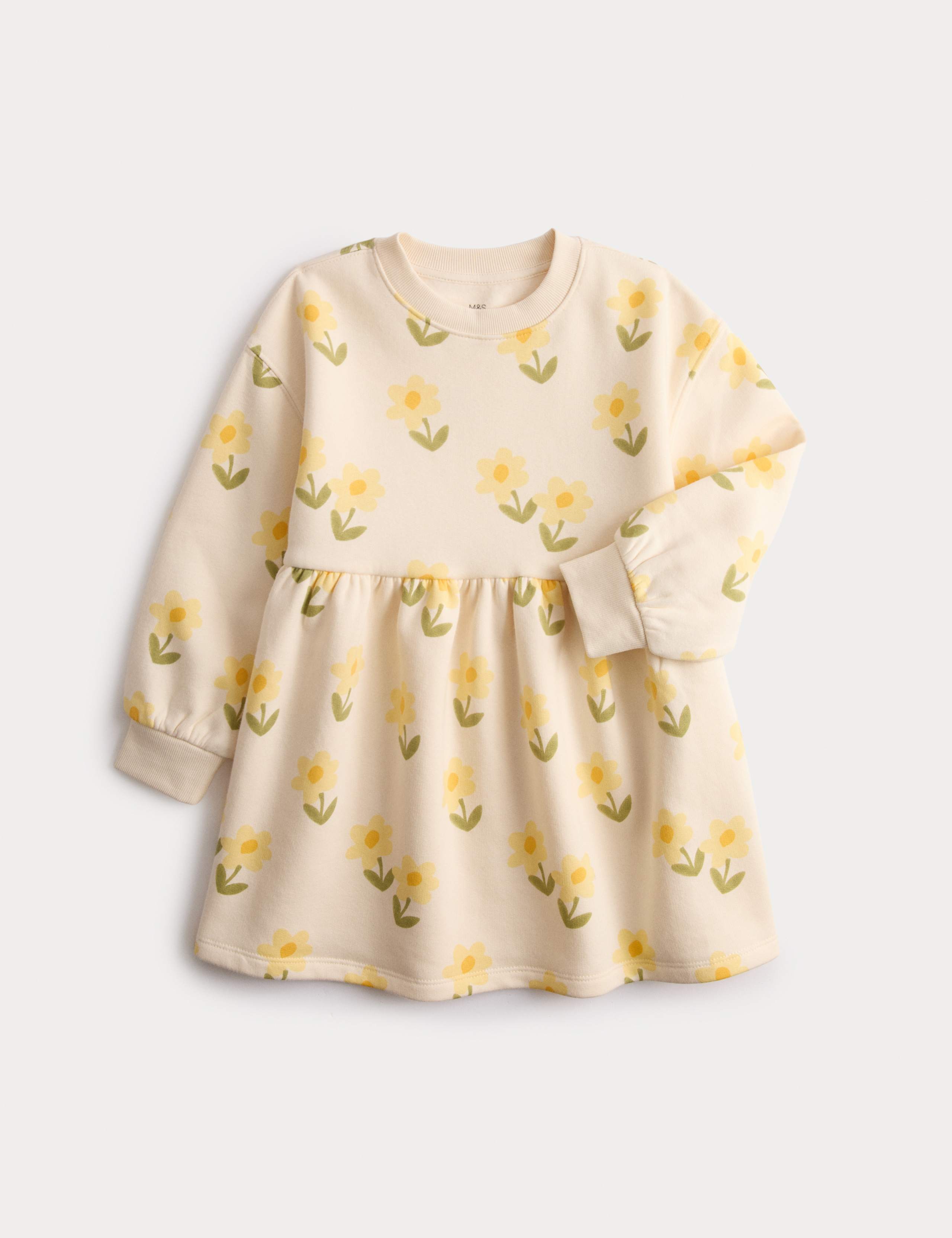 Cotton Rich Flower Print Sweatshirt Dress (2-8 Yrs) 2 of 6