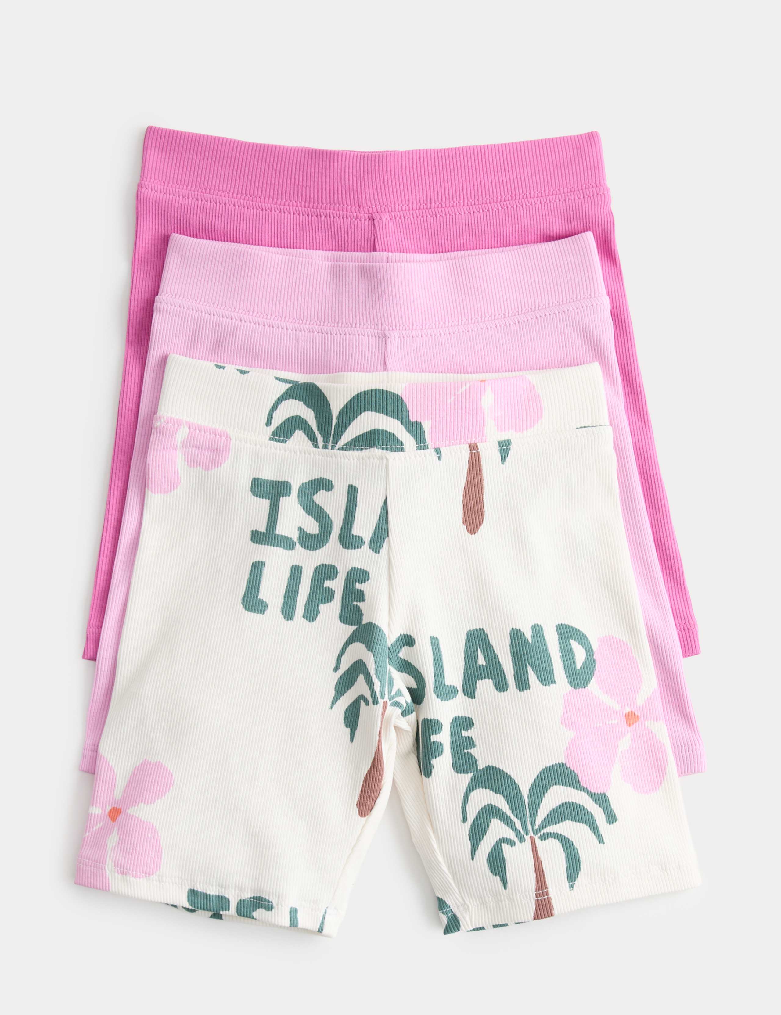 3 Pack Cotton Rich Palm Tree Cycling Shorts (2-8 Yrs) 1 of 2