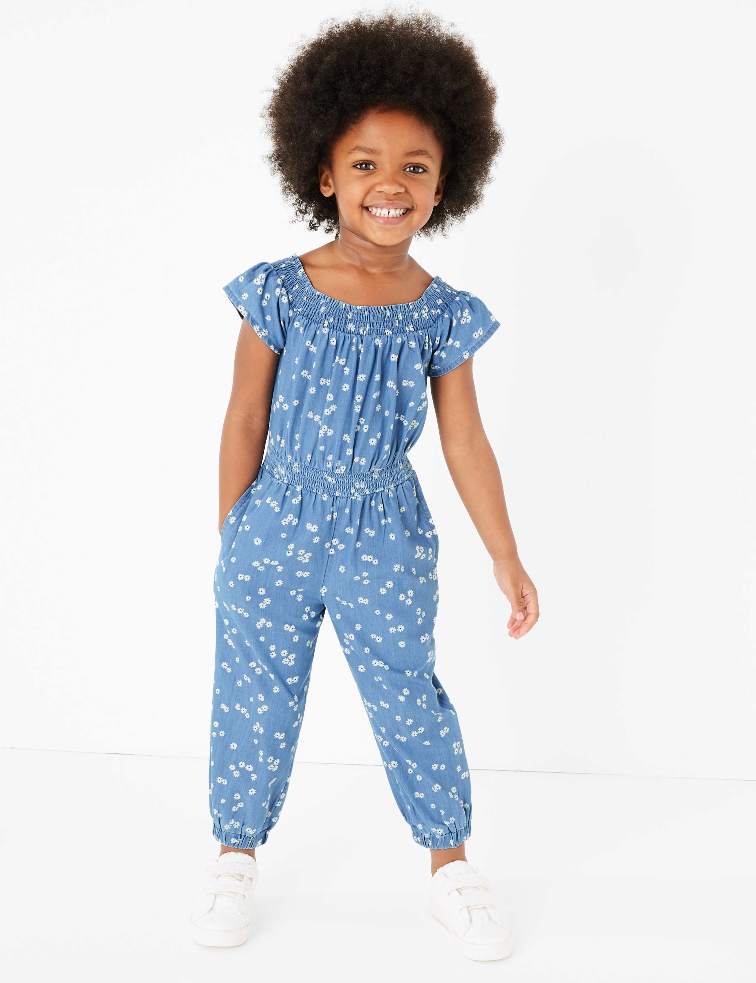 Chambray Daisy Print Jumpsuit (2-7 Yrs) 1 of 4