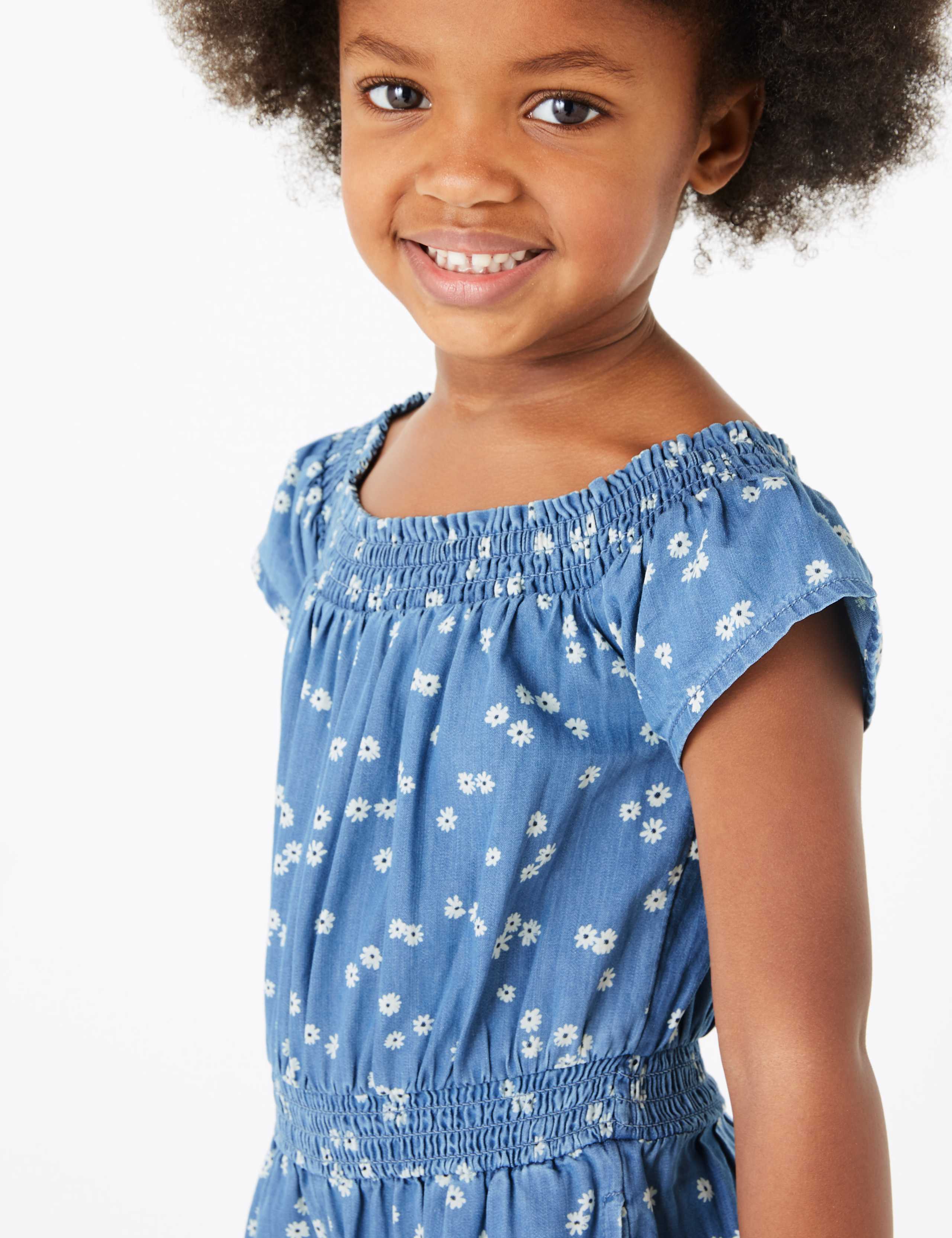 Chambray Daisy Print Jumpsuit (2-7 Yrs) 3 of 4