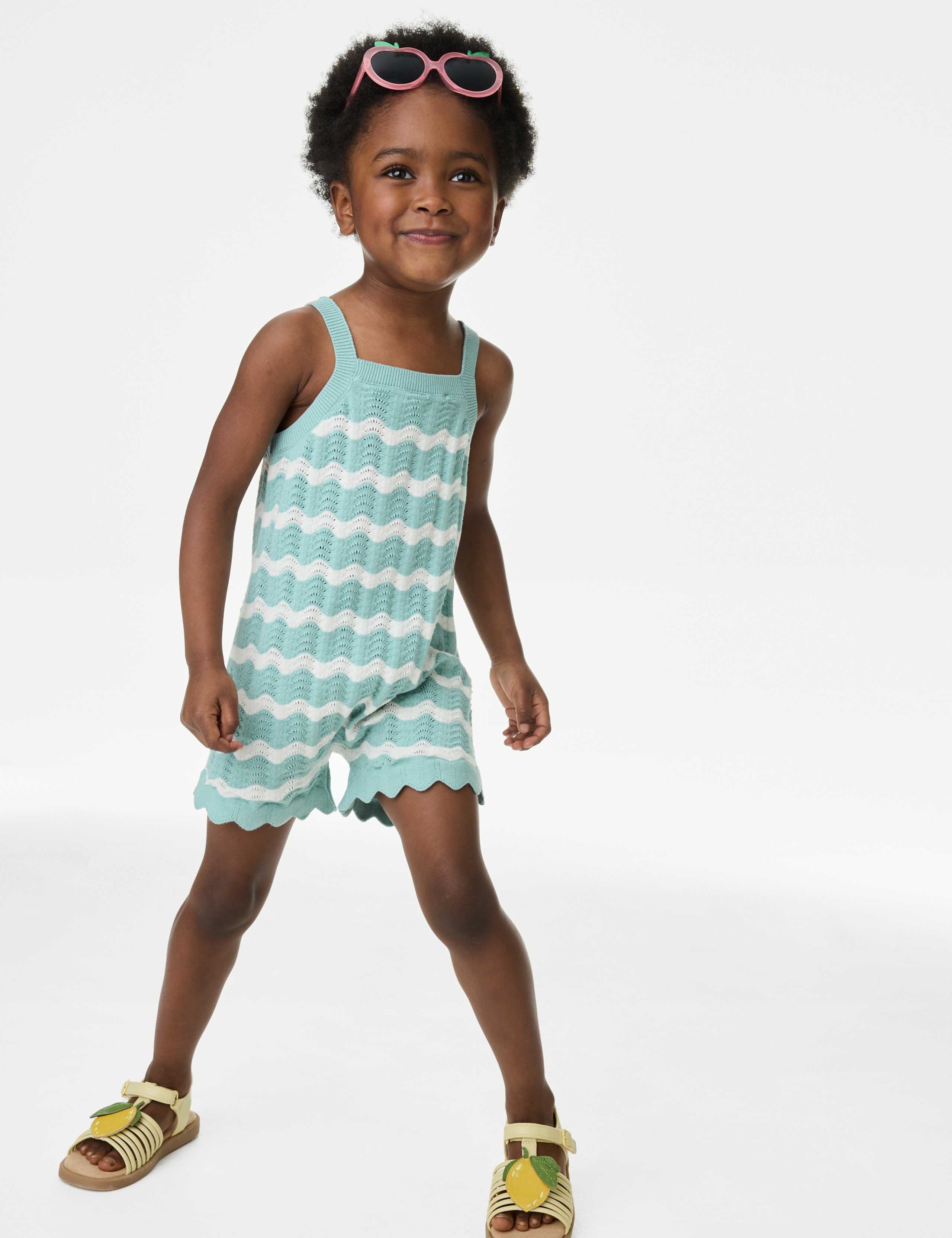 Pure Cotton Knitted Playsuit (2-8 Yrs) 1 of 5