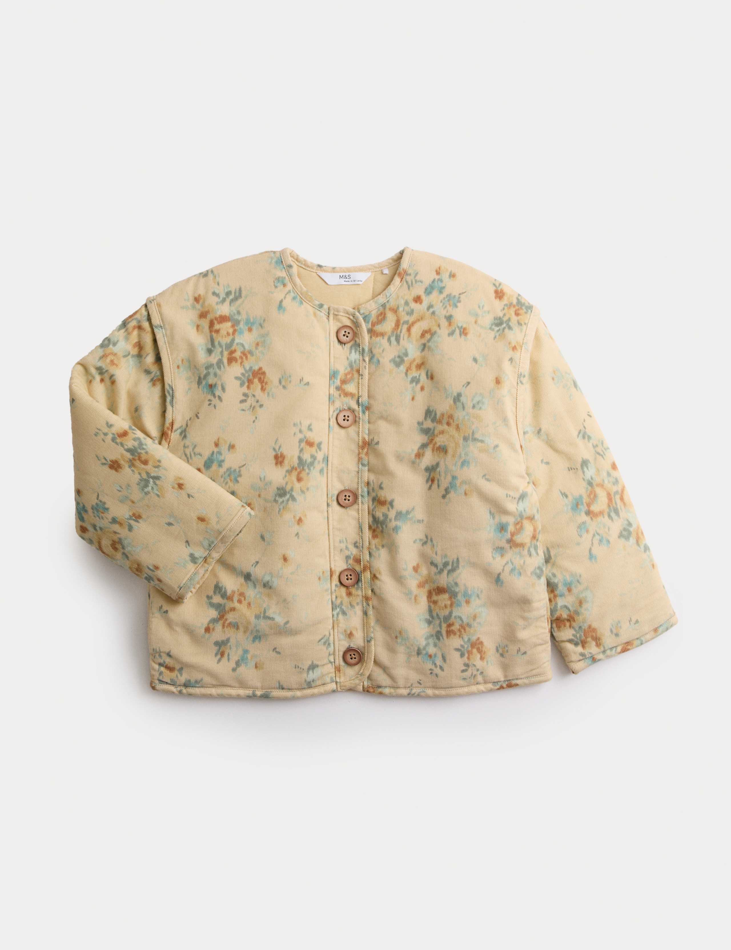 Cord Floral Padded Jacket (2-8 Years) 1 of 2