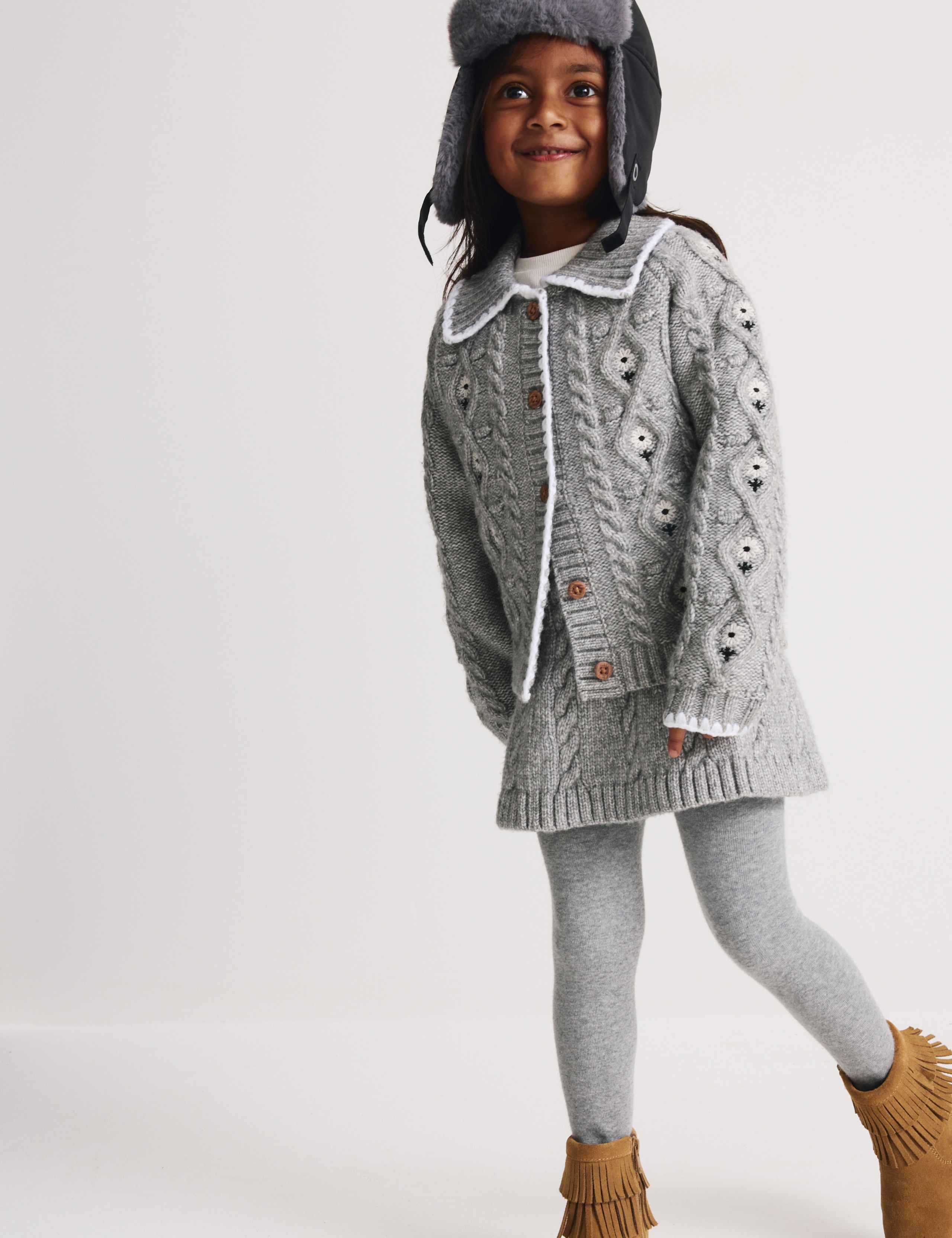 3 Piece Knitted Skirt Outfit with Tights (2-8 Yrs) 6 of 7