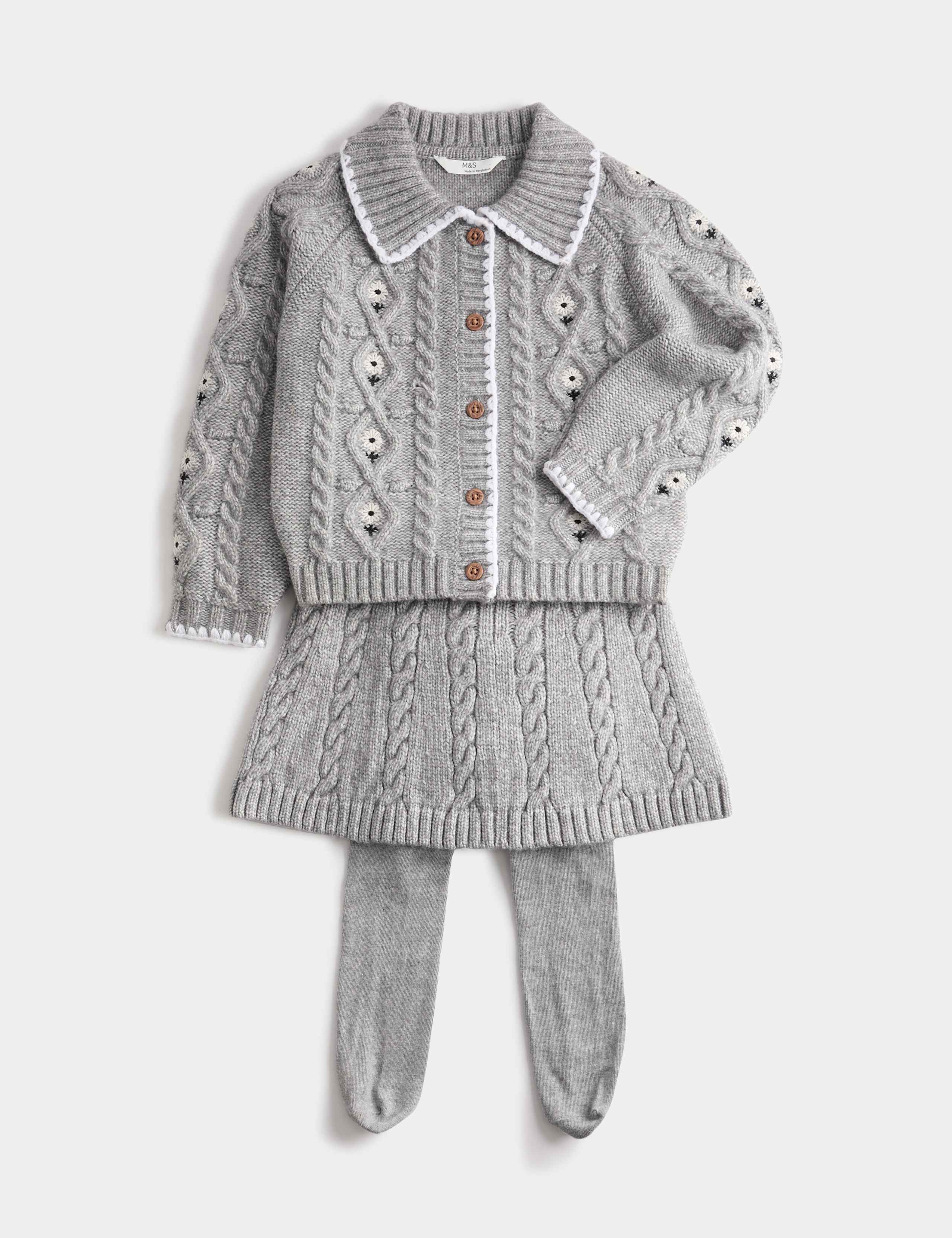 3 Piece Knitted Skirt Outfit with Tights (3-5 Years) 1 of 3