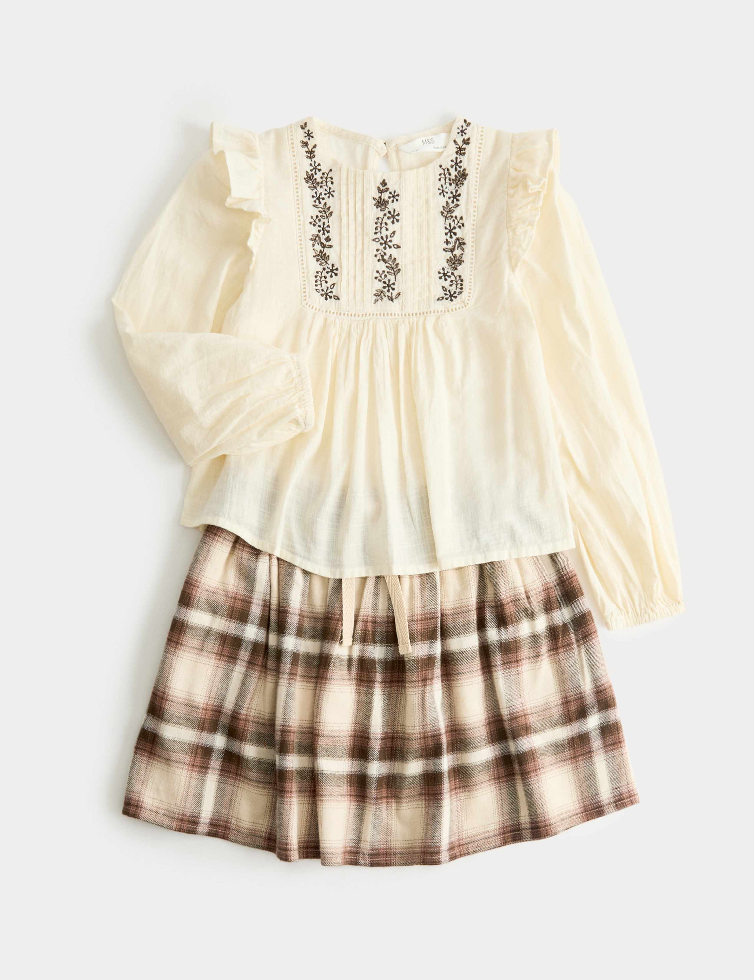 2 Piece Checked Skirt & Blouse Outfit (18 Mths - 8 Yrs) 2 of 6