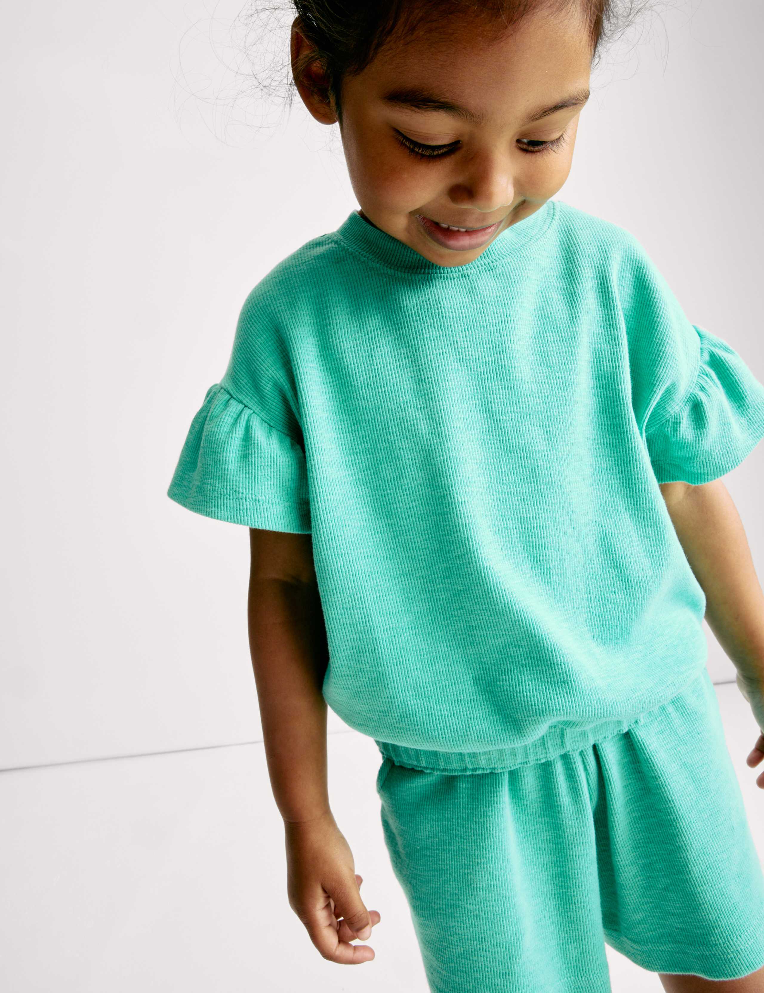 Cotton Rich Ribbed Top & Bottom Outfit (1-8 Years) 1 of 6