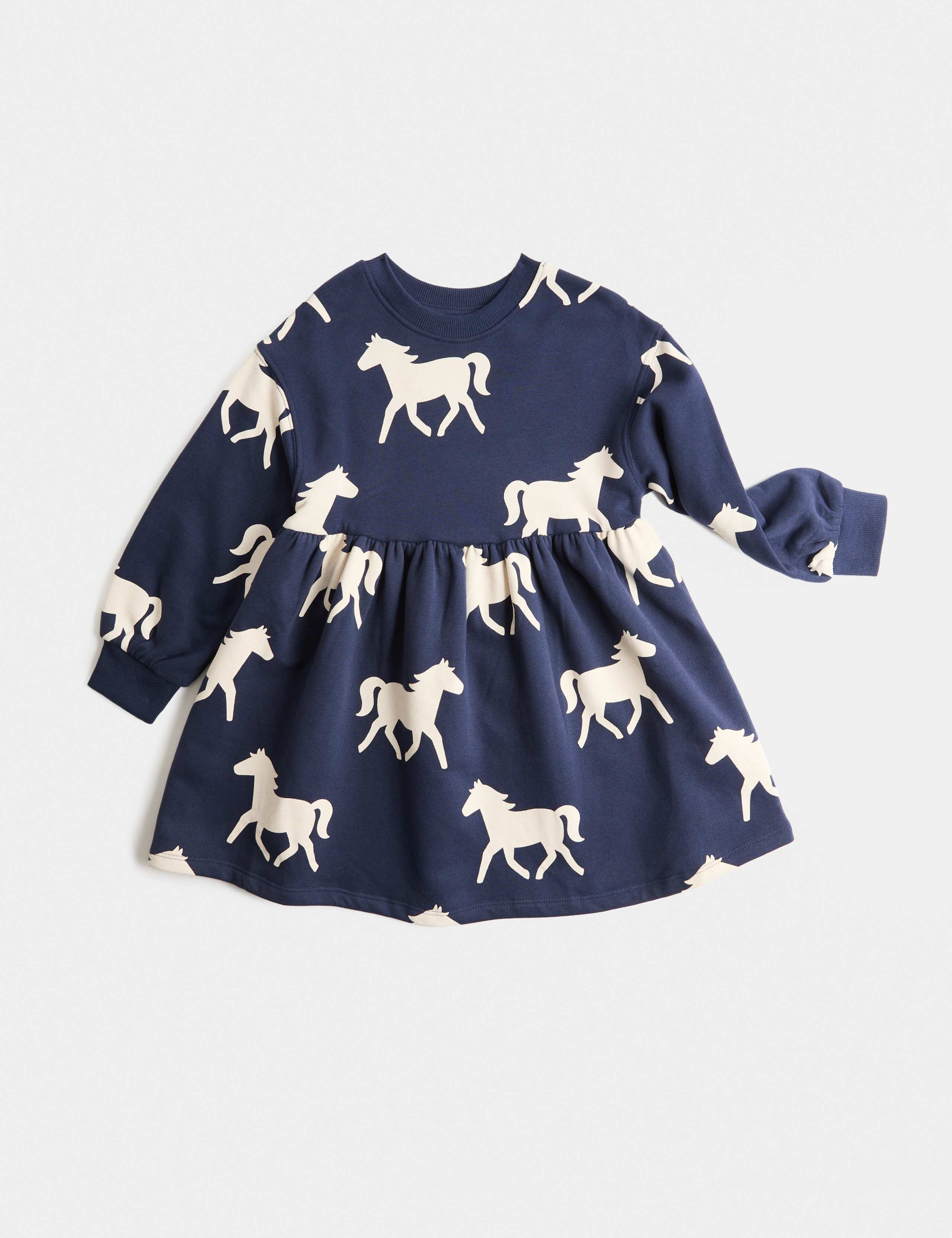 Cotton Rich Horse Sweat Dress (2-8 Yrs) 1 of 2