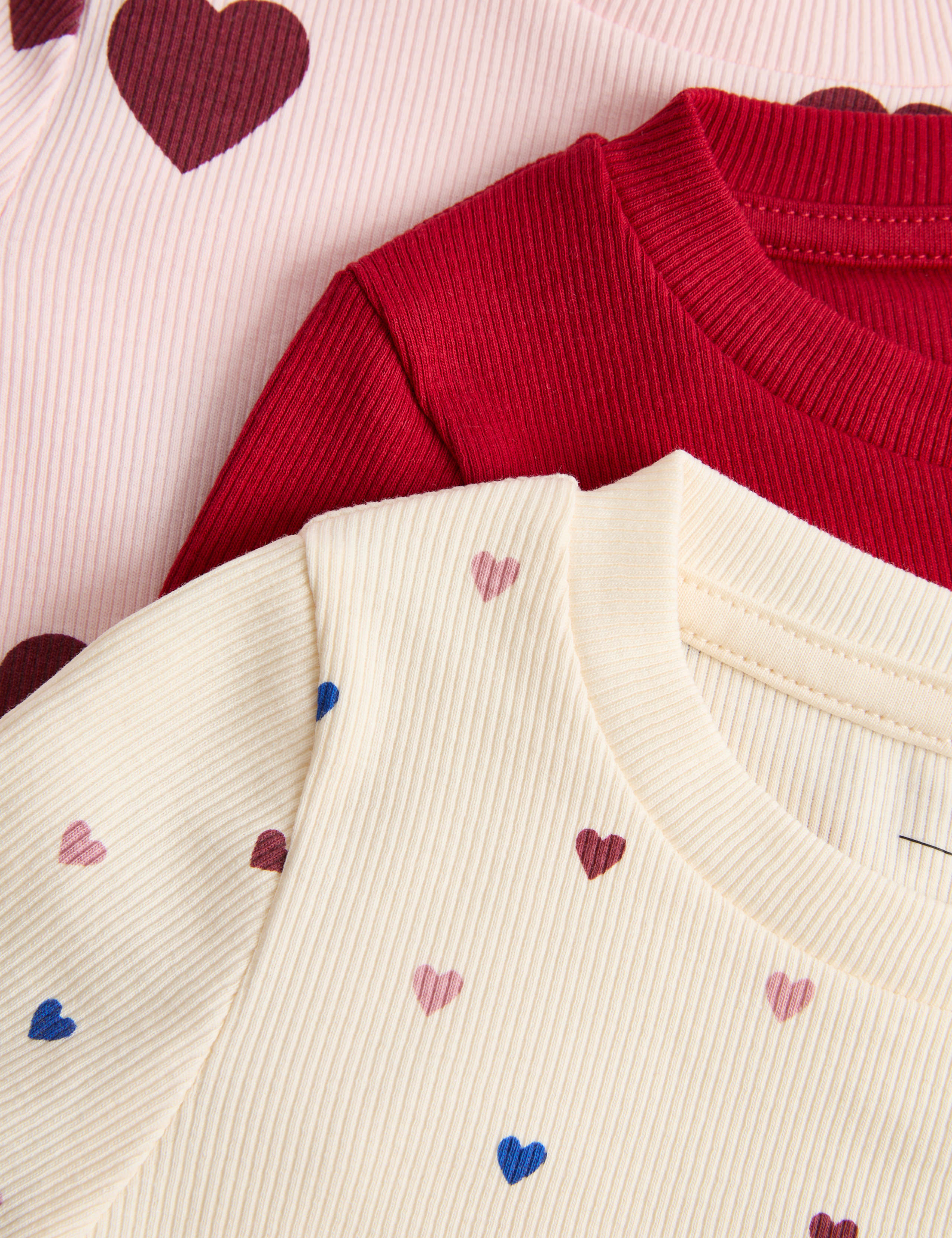 3 Pack Cotton Rich Heart Tops (2-10 Yes) 2 of 2
